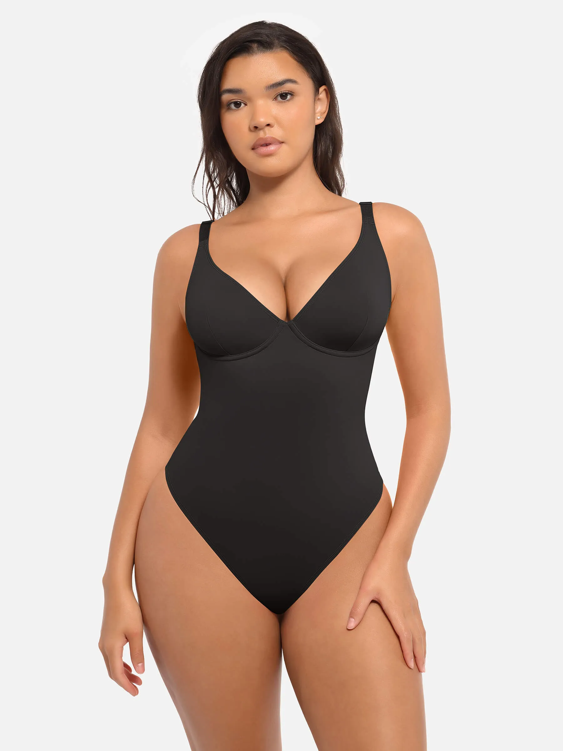 Feelingirl 2-Pack Deep V Neck Tummy Control Shapewear Bodysuit Bundle sold by FeelinGirl product image thumbnail 4
