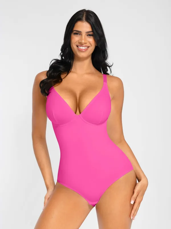 Feelingirl V Neck Adjustable Straps Tummy Control  Bodysuit sold by FeelinGirl