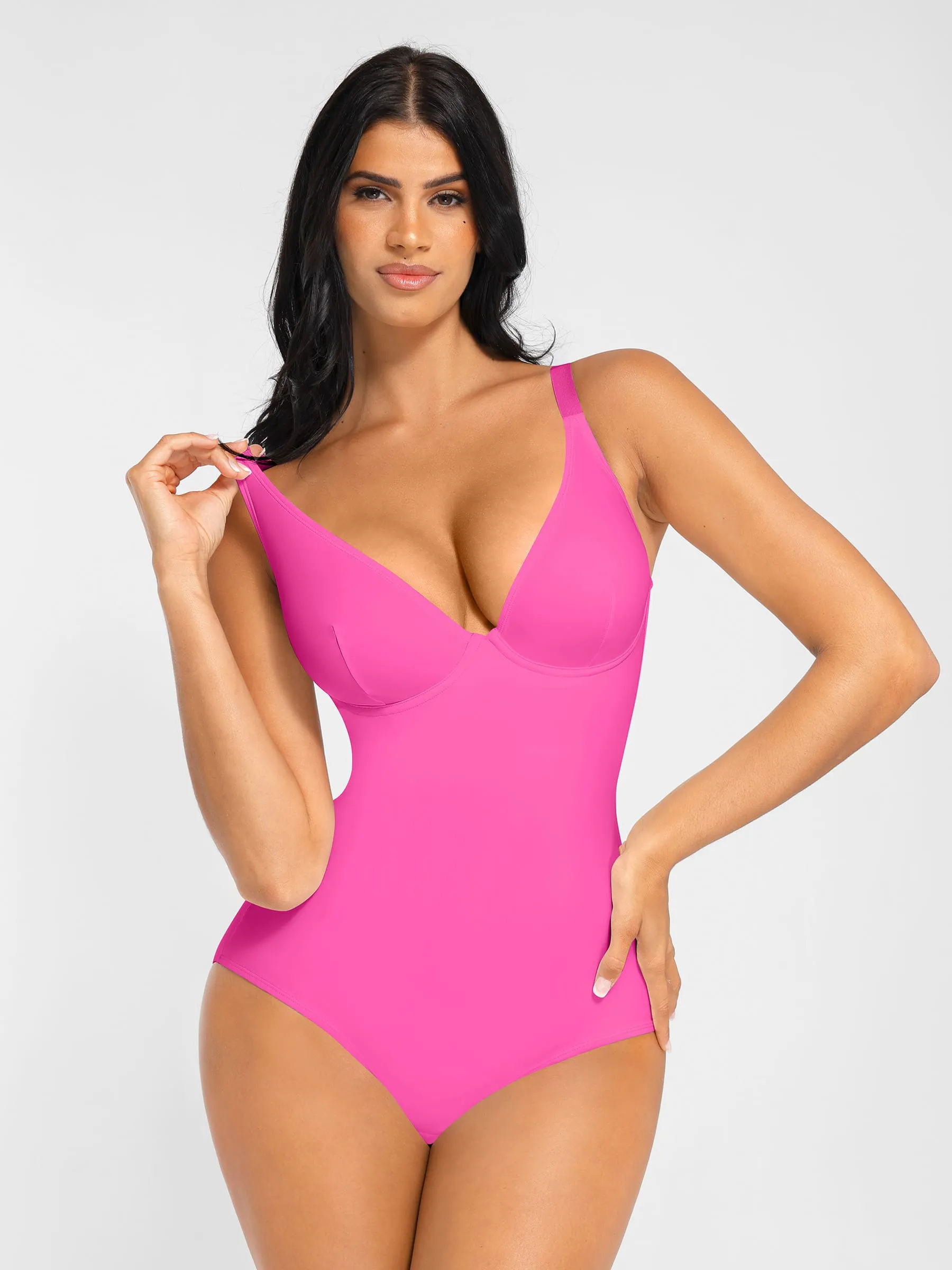 Feelingirl V Neck Adjustable Straps Tummy Control Bodysuit sold by FeelinGirl product image thumbnail 2