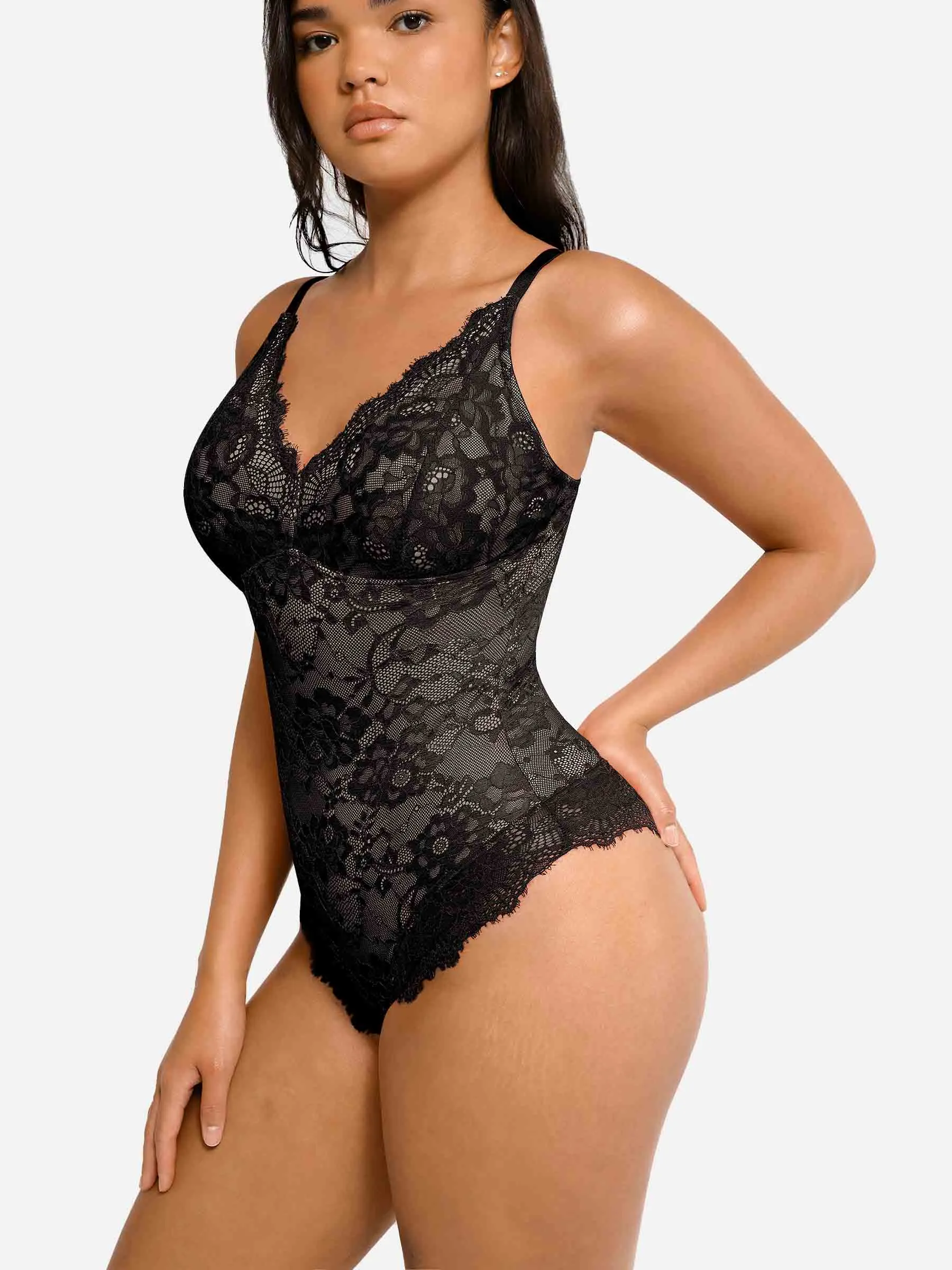 Feelingirl 2-Pack Lace V Neck Full Bodysuit Bundle sold by FeelinGirl product image thumbnail 4