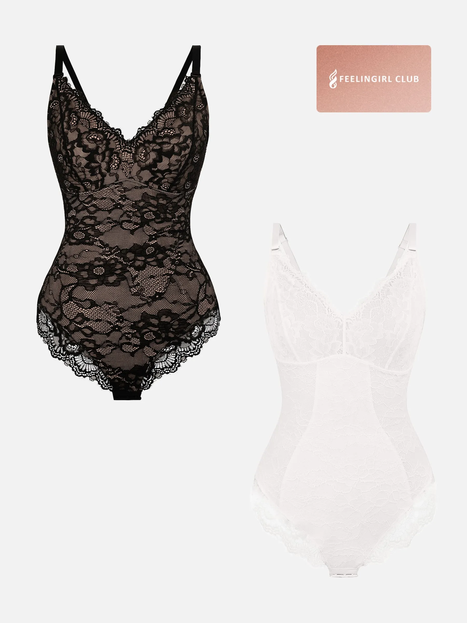 Feelingirl 2-Pack Lace V Neck Full Bodysuit Bundle sold by FeelinGirl