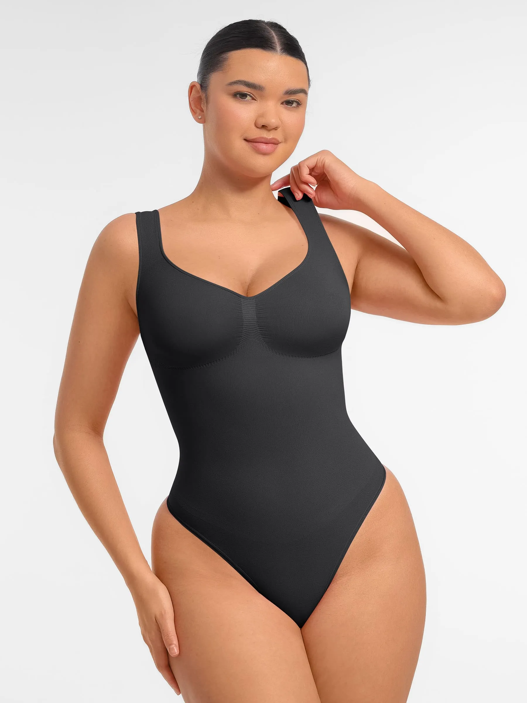 Feelingirl Tummy Control Seamless Wide Strap Bodysuit sold by FeelinGirl product image thumbnail 2