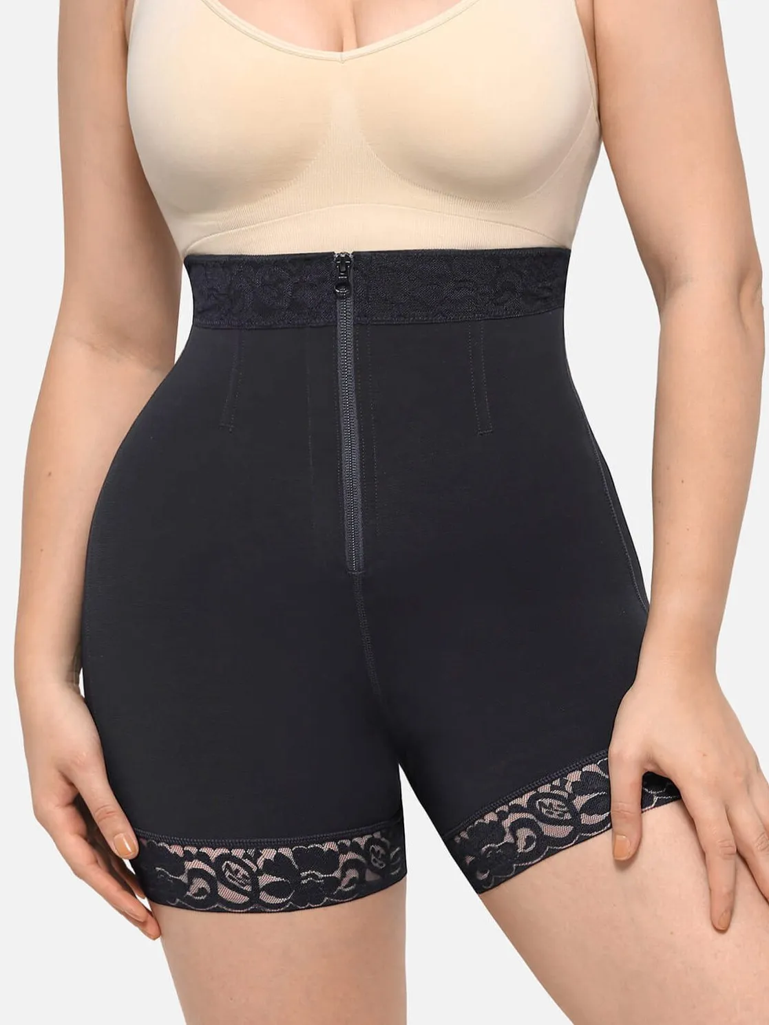 Feelingirl High Waist Zipper Hip Lift Lace Shorts sold by FeelinGirl product image thumbnail 2