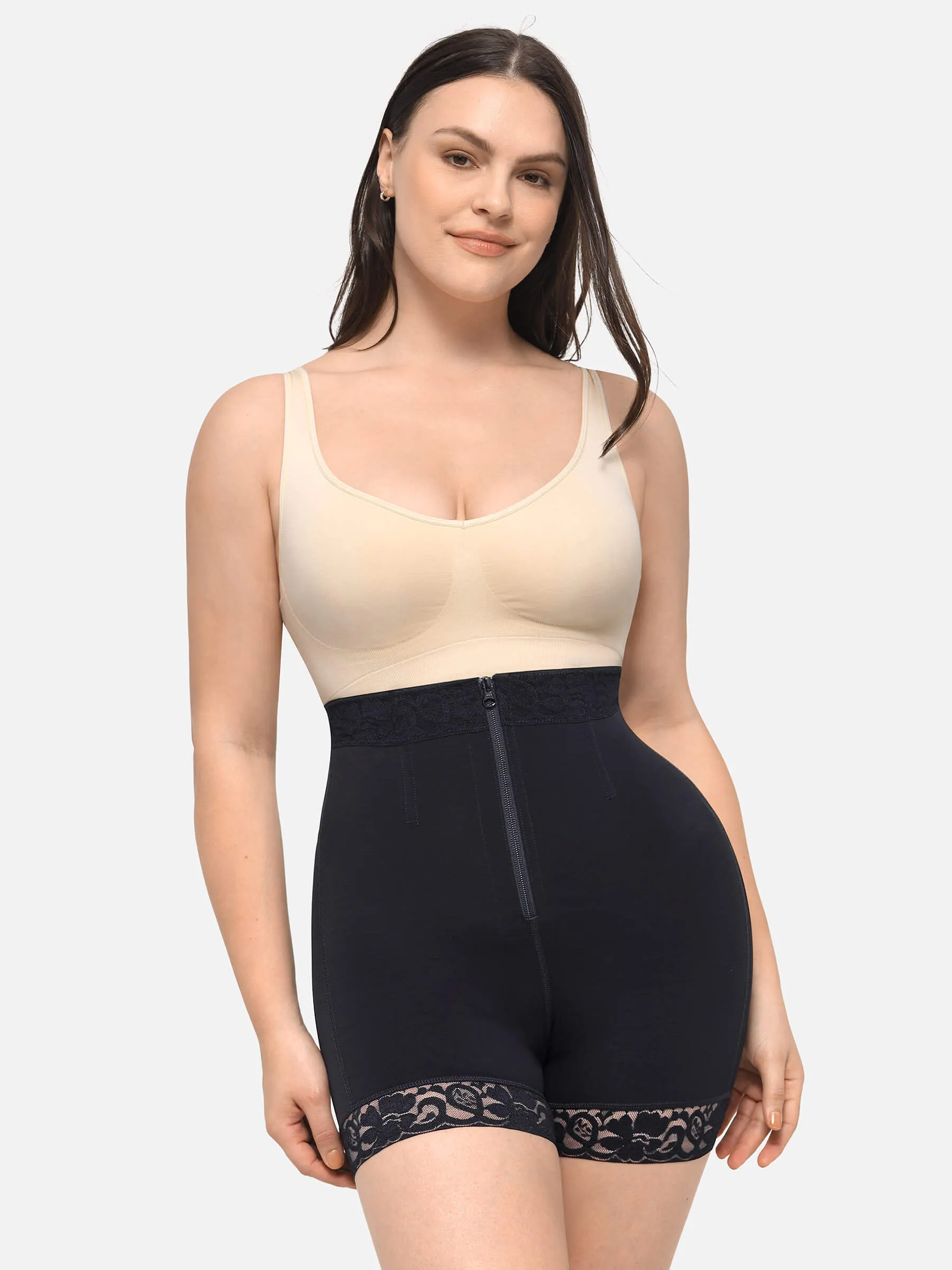 Feelingirl High Waist Zipper Hip Lift Lace Shorts sold by FeelinGirl product image thumbnail 5