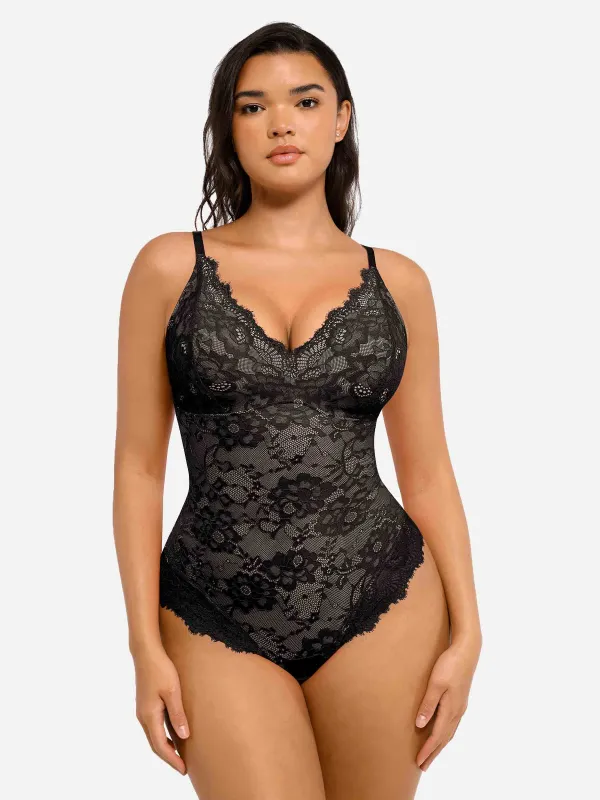 Feelingirl Lace V Neck Full Bodysuit sold by FeelinGirl