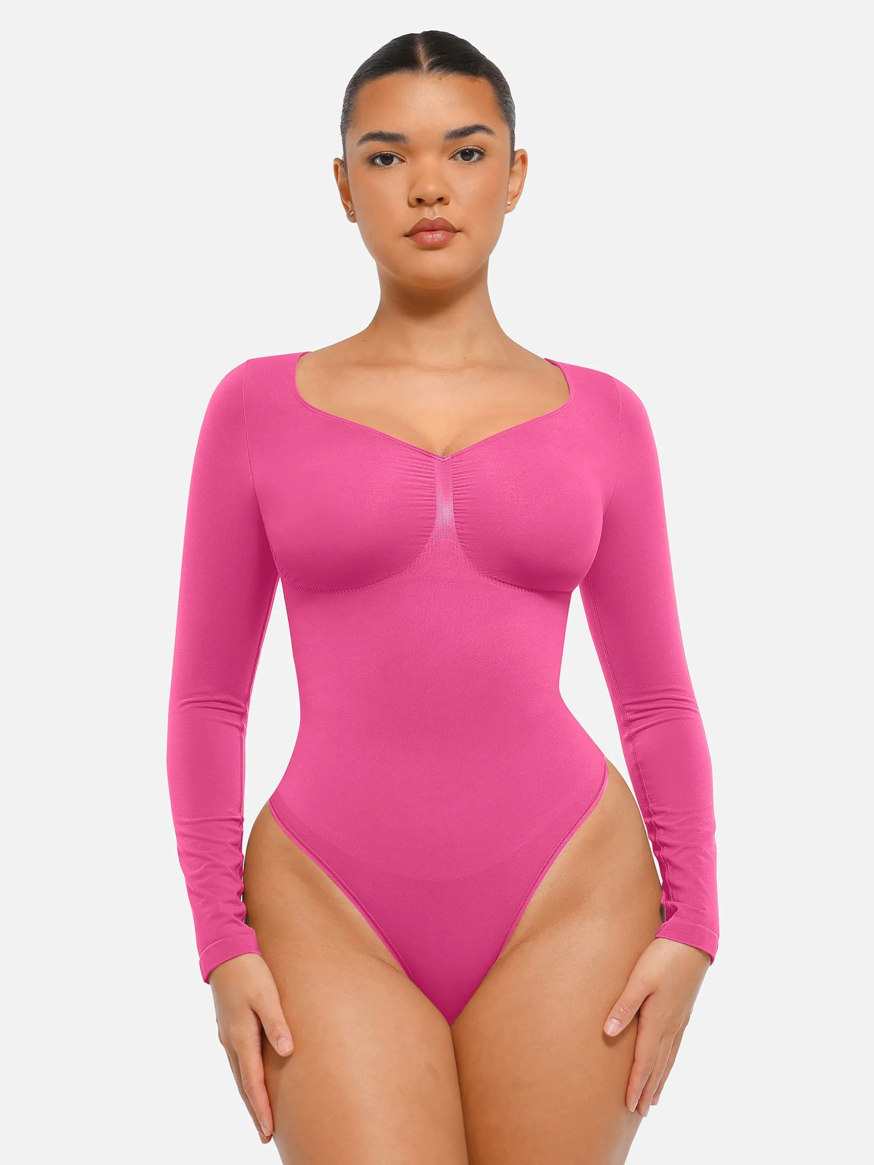 Feelingirl Seamless Long Sleeve Tummy Control Thong Bodysuit sold by FeelinGirl