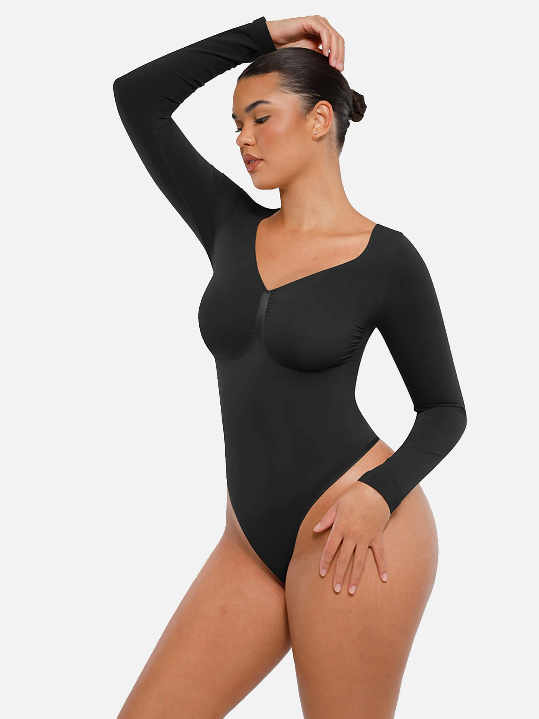 Feelingirl Seamless Long Sleeve Tummy Control Thong Bodysuit sold by FeelinGirl product image thumbnail 4
