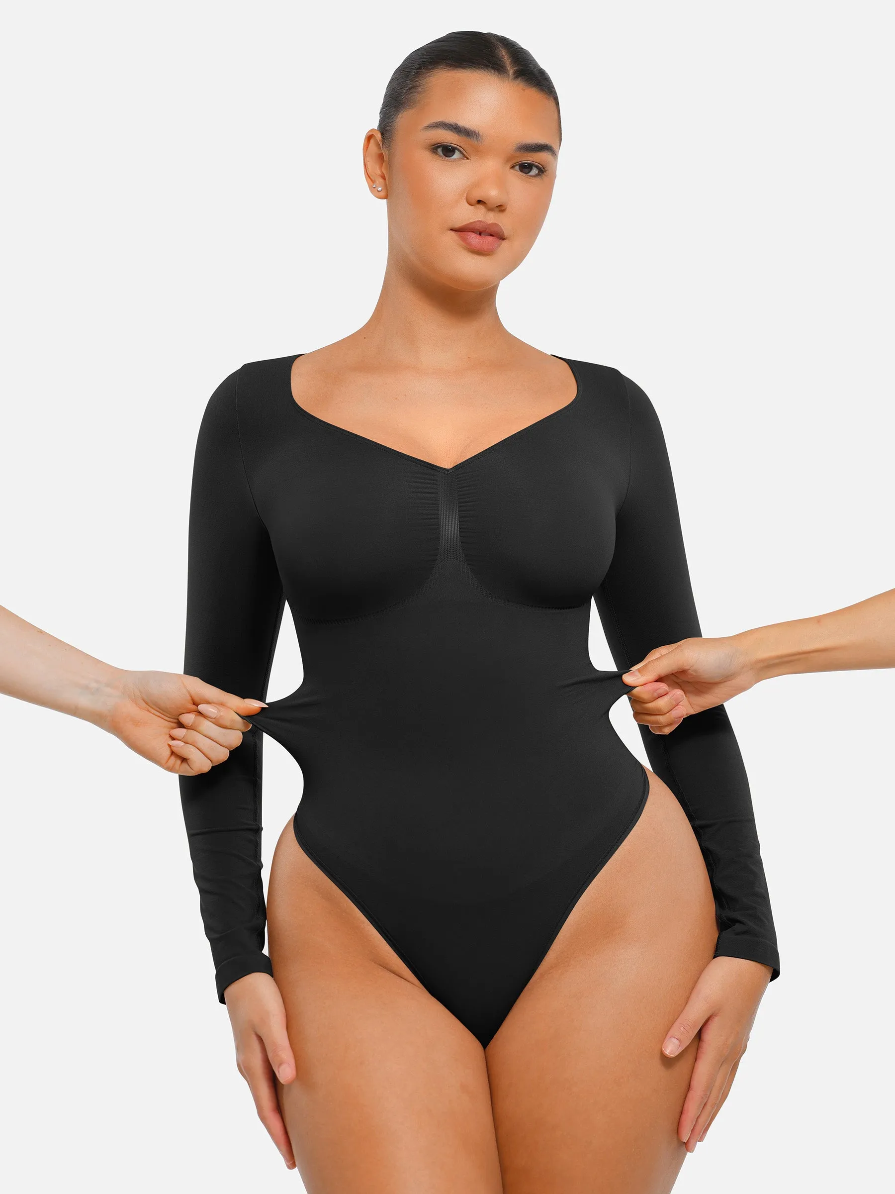 Feelingirl Seamless Long Sleeve Tummy Control Thong Bodysuit sold by FeelinGirl product image thumbnail 3