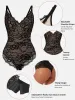 Feelingirl Lace V Neck Full Thong Bodysuit sold by FeelinGirl