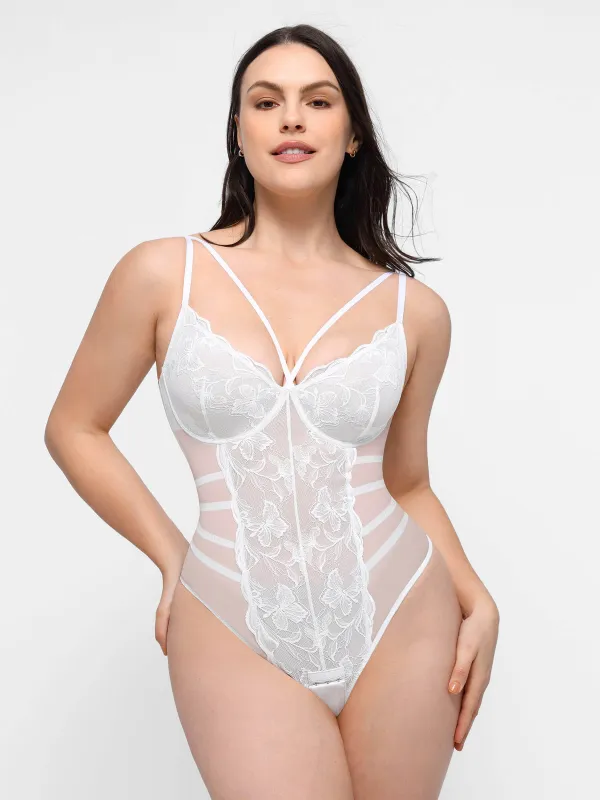 Feelingirl Lace Smooth Thong Shaping Bodysuit sold by FeelinGirl