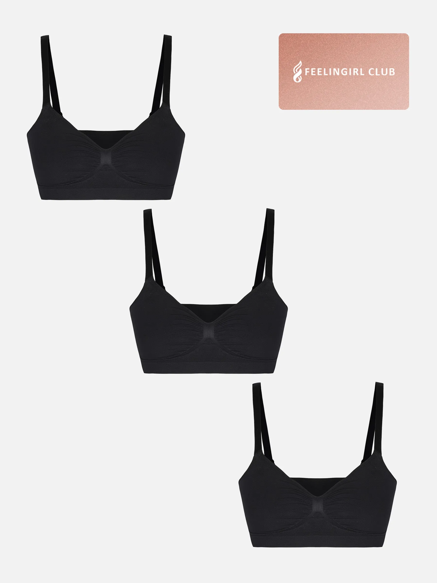 Feelingirl 3-Pack Seamless Smooth Wireless Bra Bundle sold by FeelinGirl