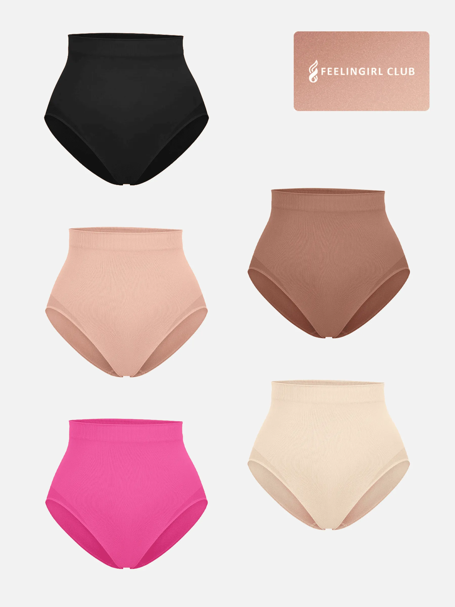 Feelingirl Seamless Tummy Control Antibacterial Peach Hip Brief Bundle sold by FeelinGirl