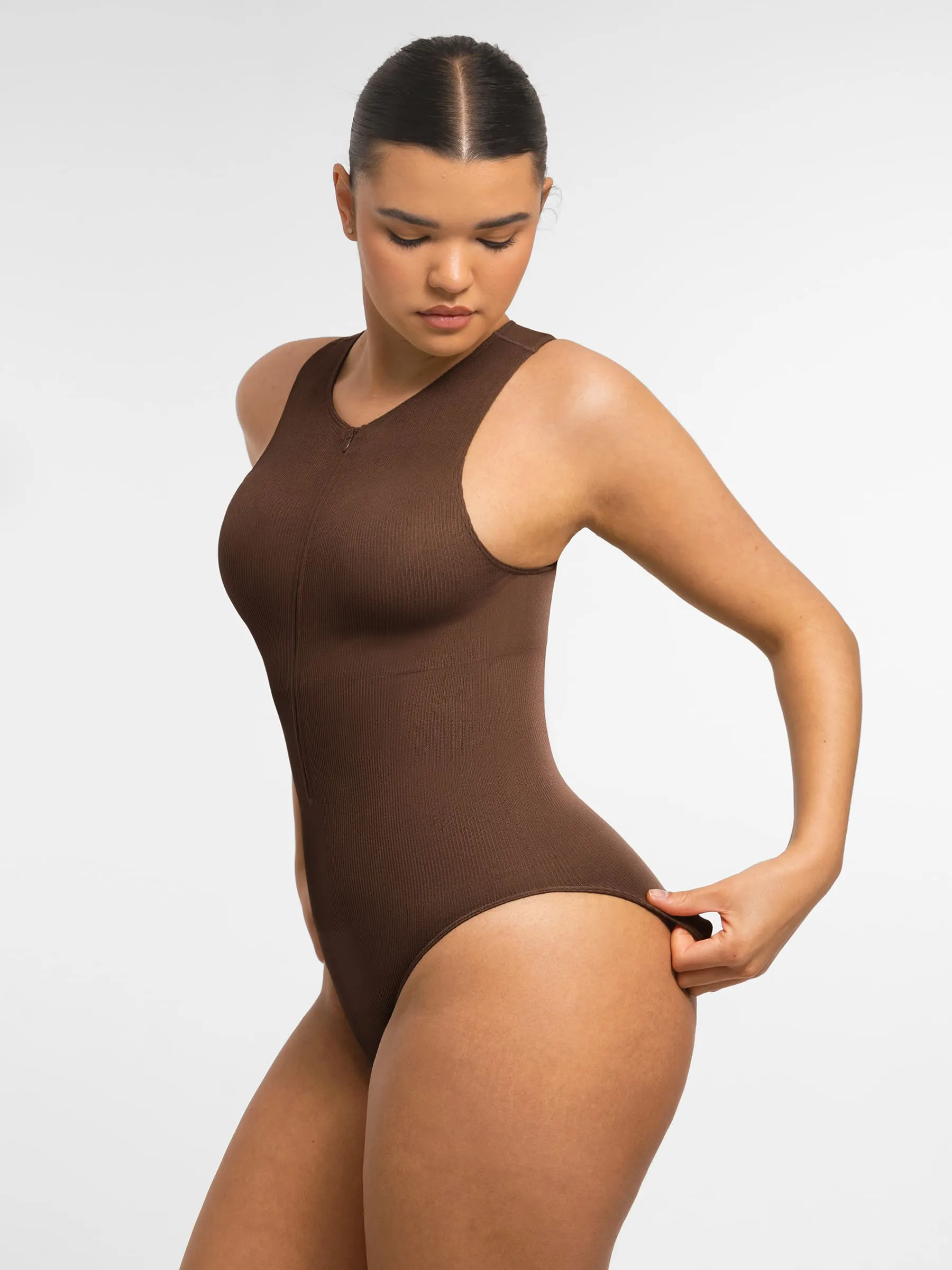 Feelingirl Tummy-Shaping Seamless Zipper Bodysuit sold by FeelinGirl product image thumbnail 5