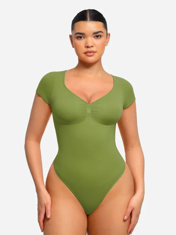 Feelingirl Seamless Short Sleeve Tummy Control Bodysuit sold by FeelinGirl