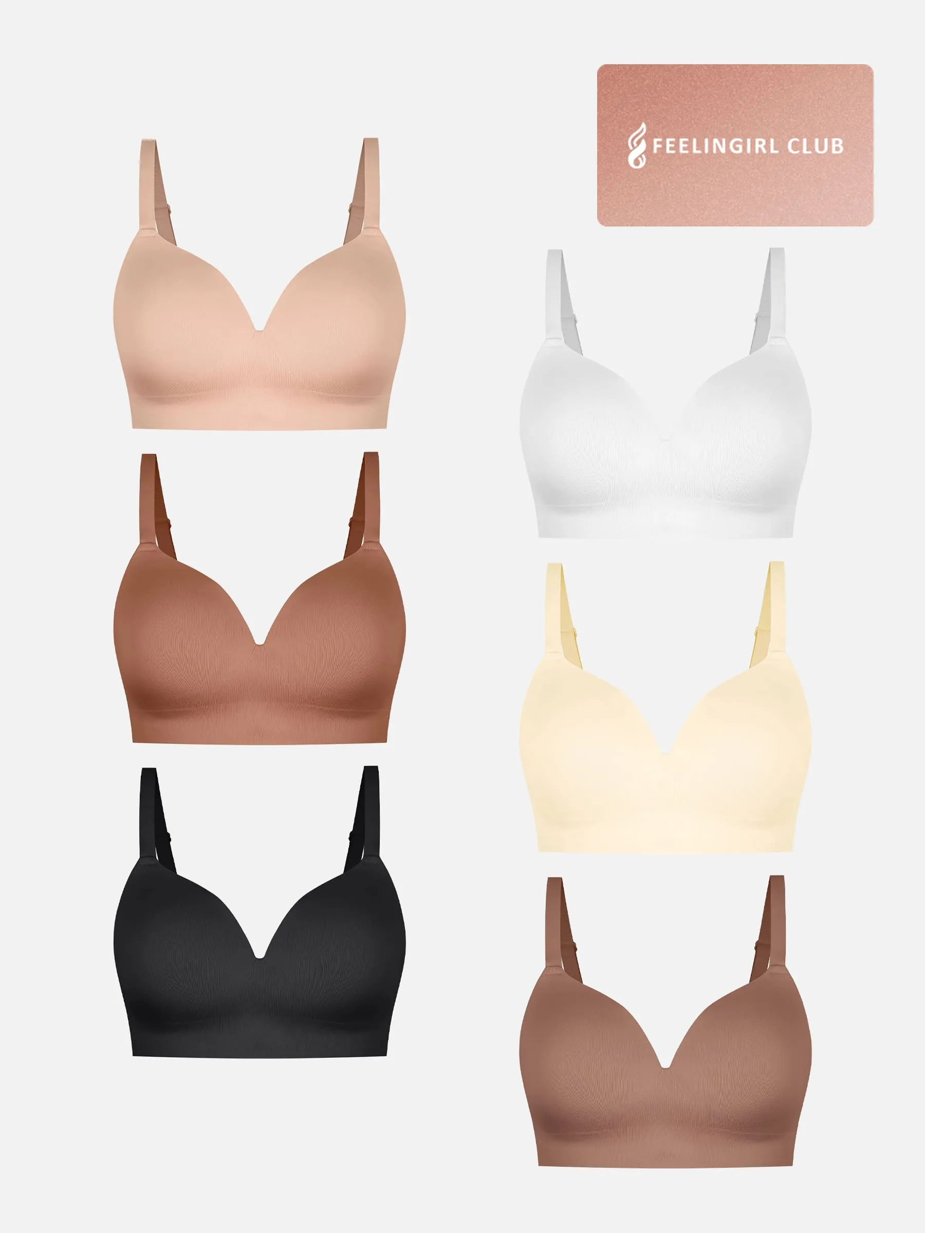 Feelingirl Wireless Push-Up Seamless Comfort Full Coverage Bra Bundle sold by FeelinGirl
