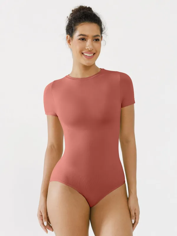 Feelingirl Seamless Bodysuit Smooth Soft Fabric Crew Neck Short Sleeve sold by FeelinGirl