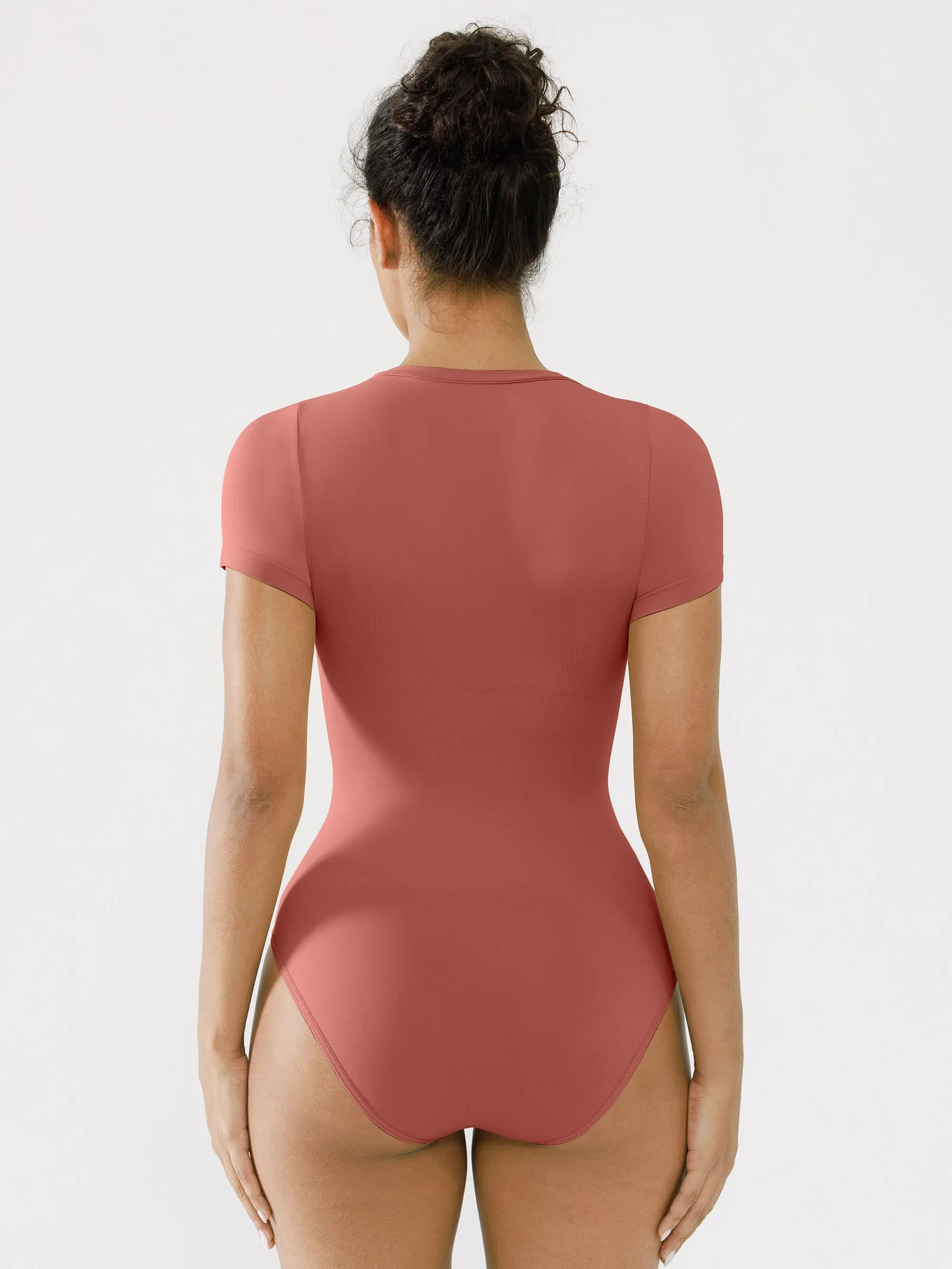 Feelingirl Seamless Bodysuit Smooth Soft Fabric Crew Neck Short Sleeve sold by FeelinGirl product image thumbnail 5