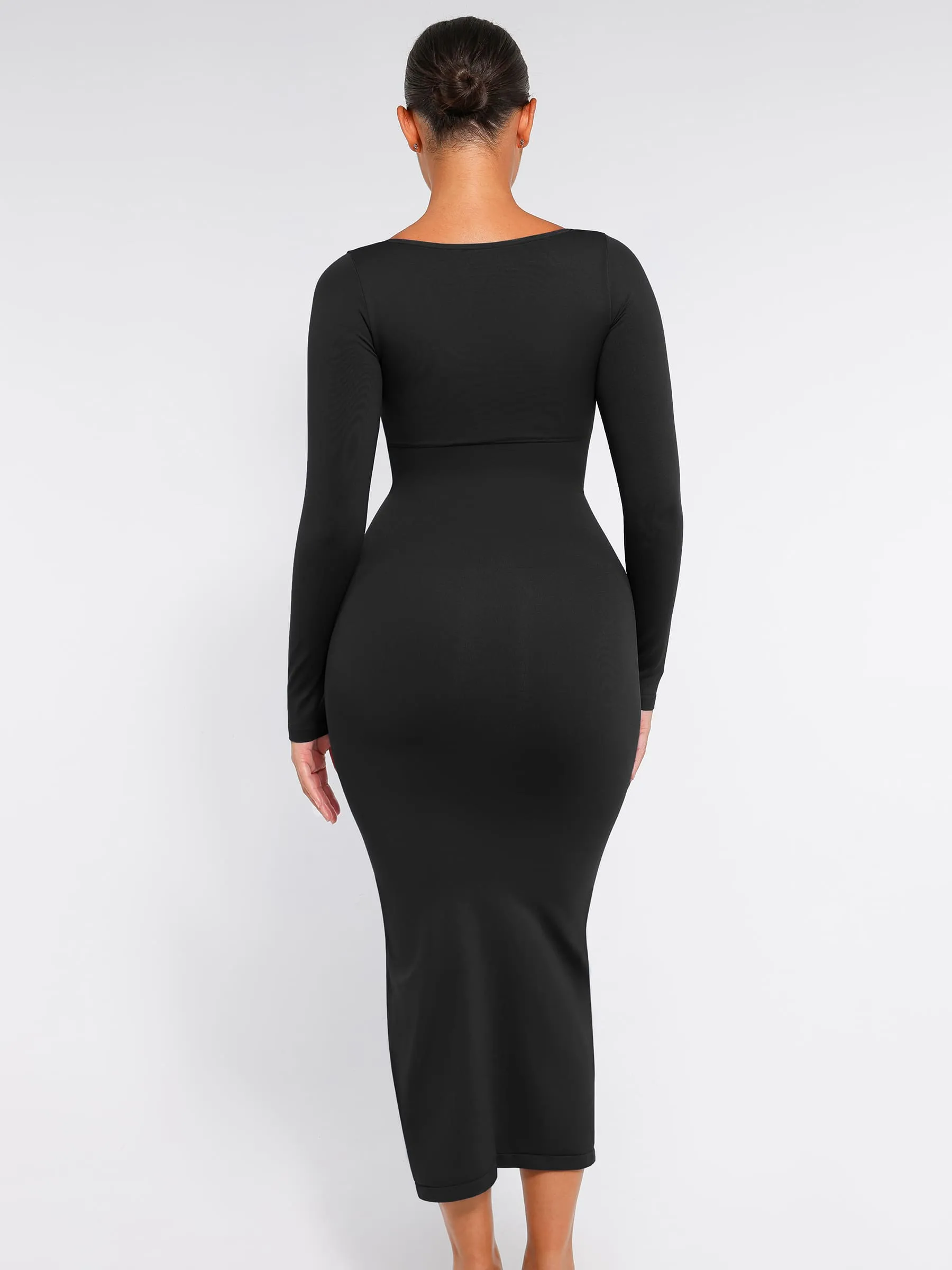 Feelingirl Seamless Long Sleeve Shaper Dress with Removable Pads and High Slit sold by FeelinGirl product image thumbnail 5