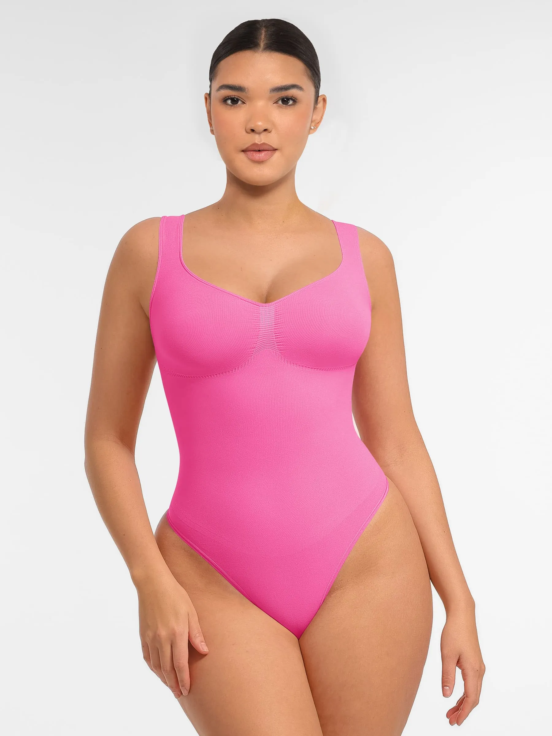 Feelingirl Tummy Control Seamless Wide Strap Bodysuit sold by FeelinGirl product image thumbnail 2