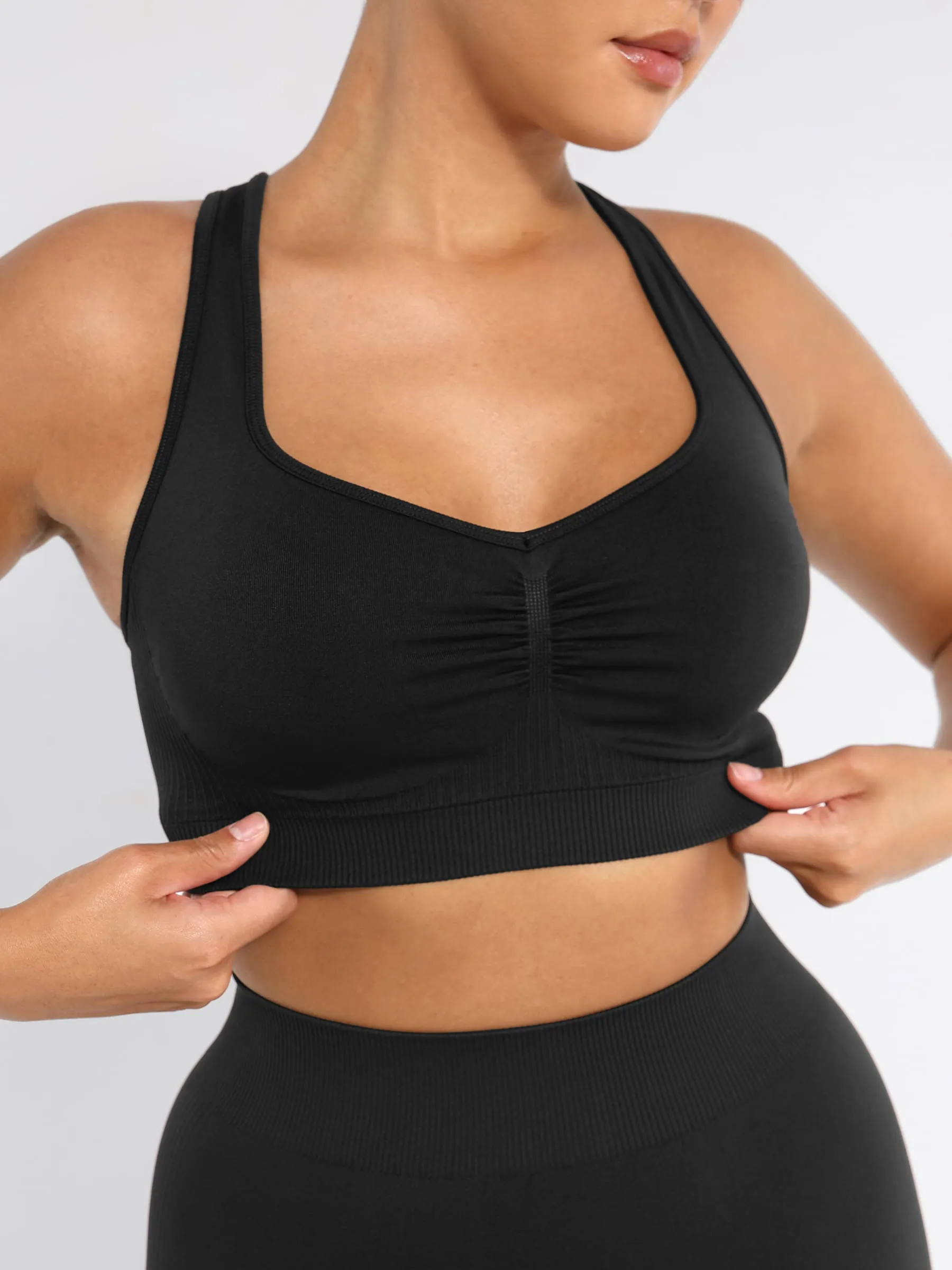 Feelingirl Seamless Racerback Sports Bra with Removable Pads and Support Fit sold by FeelinGirl product image thumbnail 5