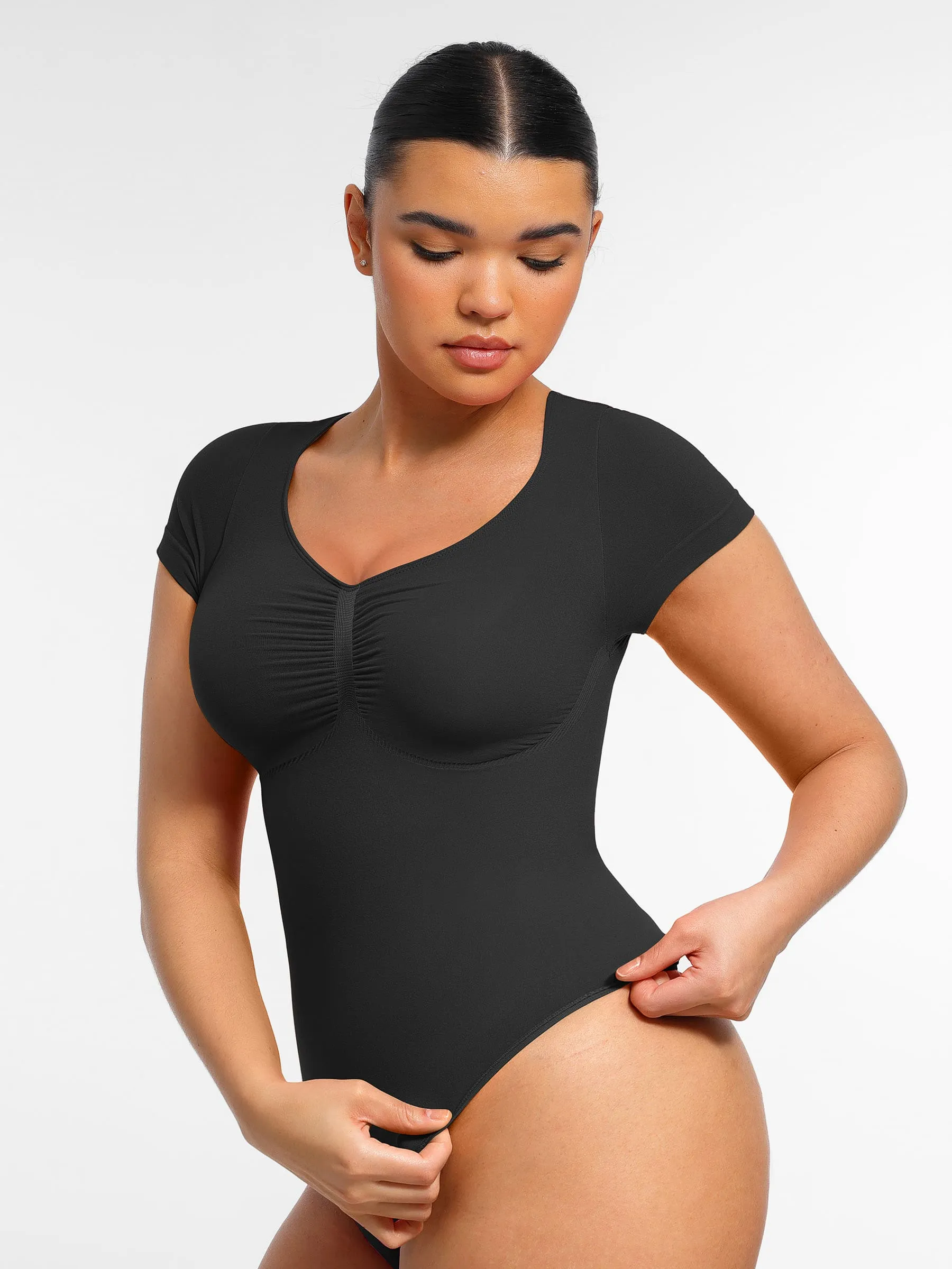 Feelingirl Tummy Control Seamless Short-Sleeve Bodysuit sold by FeelinGirl product image thumbnail 3
