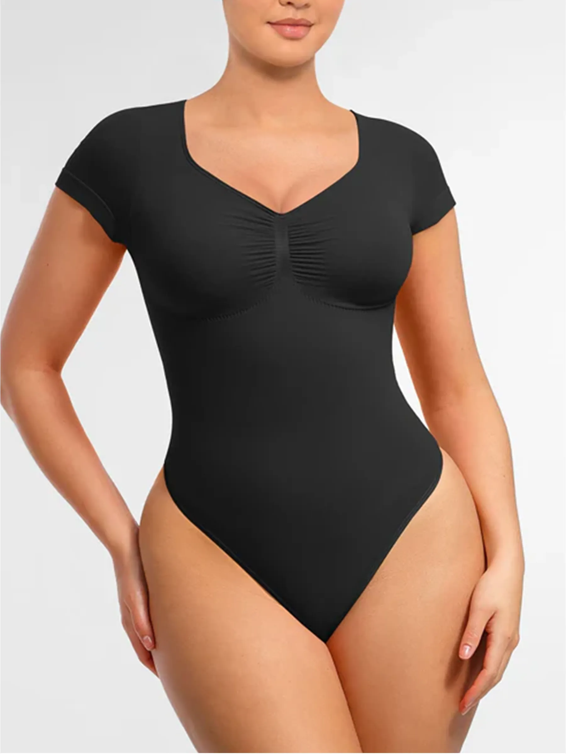 Feelingirl Tummy Control Seamless Short-Sleeve Bodysuit sold by FeelinGirl