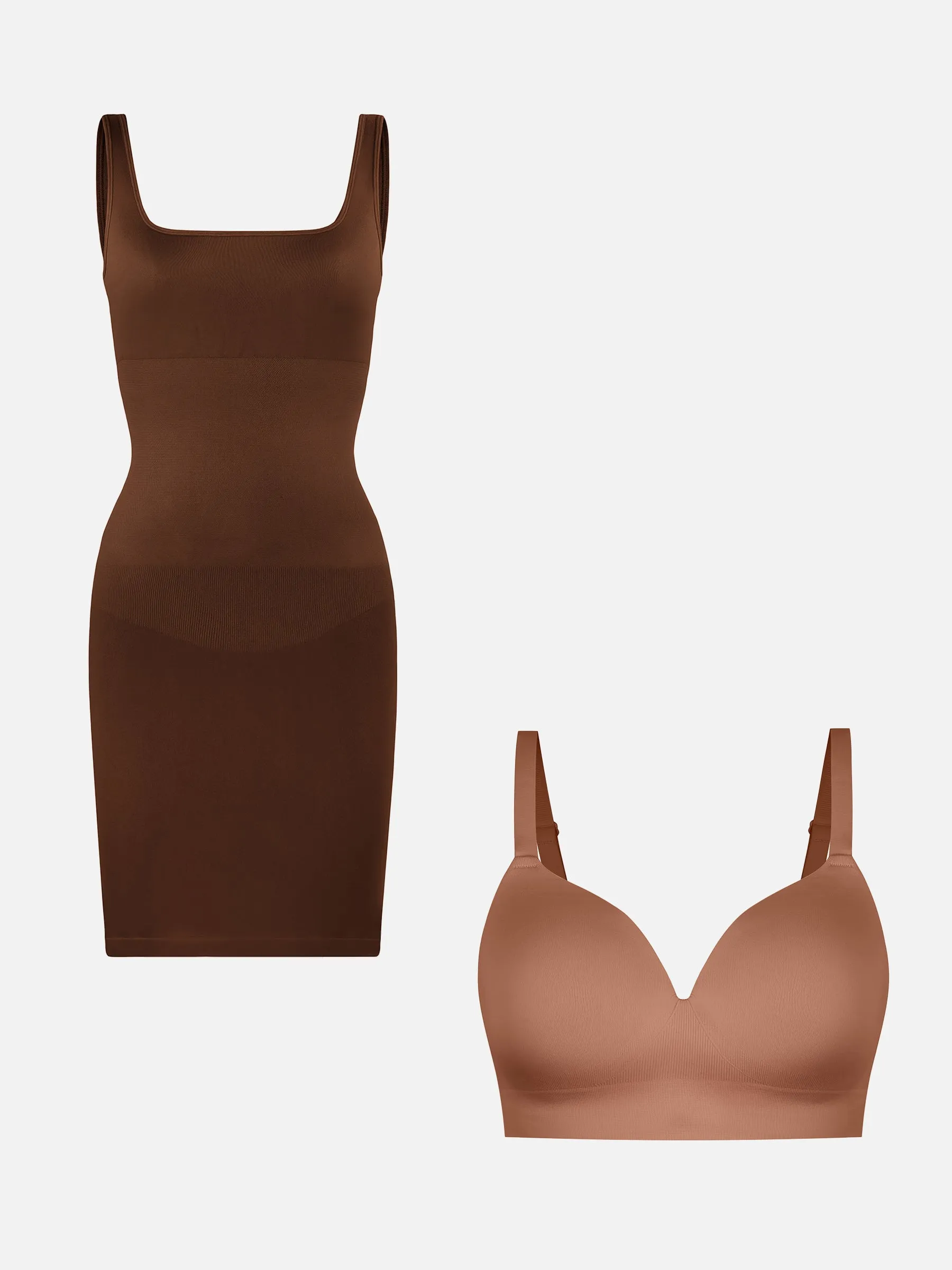 Feelingirl Square Neck Shaping Dress + Push-Up Seamless Bra sold by FeelinGirl