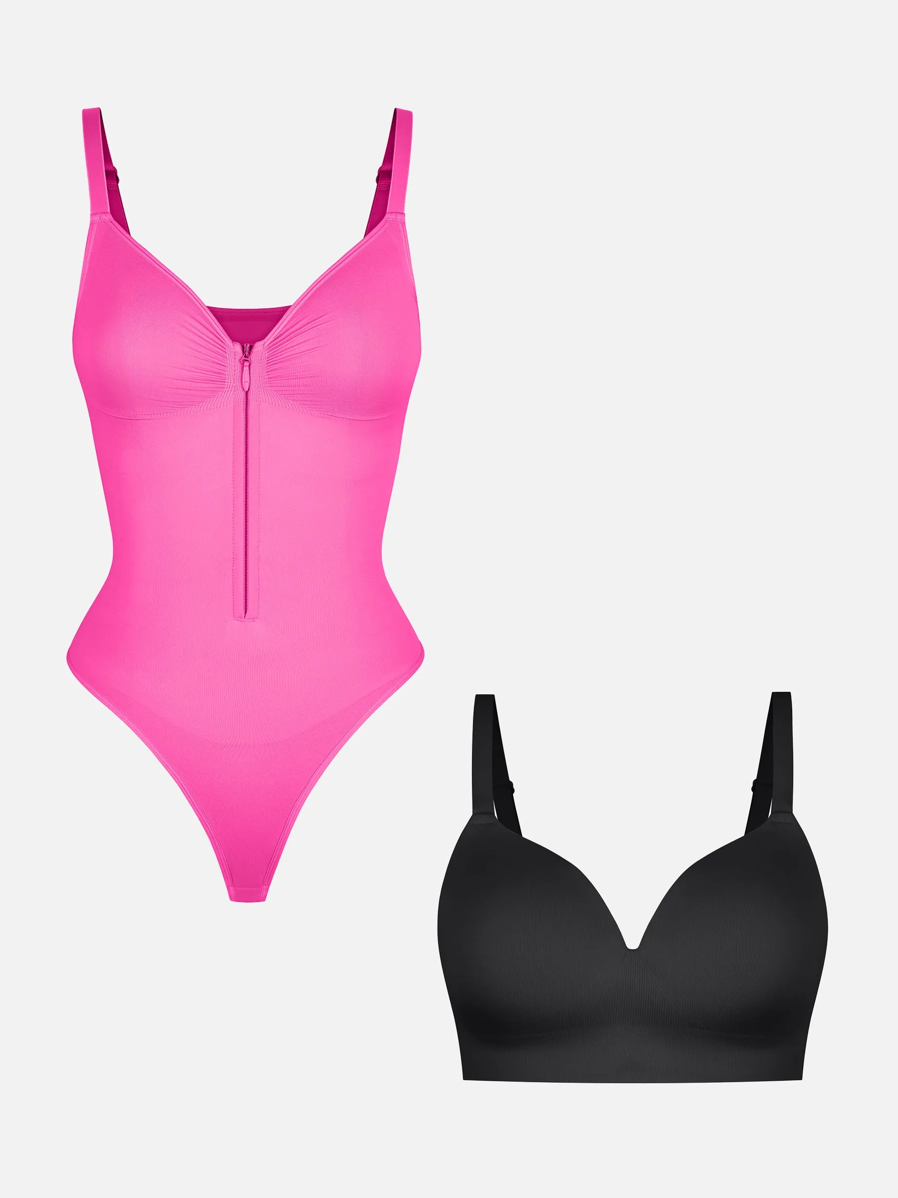 Feelingirl 1 Seamless Zipper Bodysuit + 1 Push-Up Seamless Bra sold by FeelinGirl