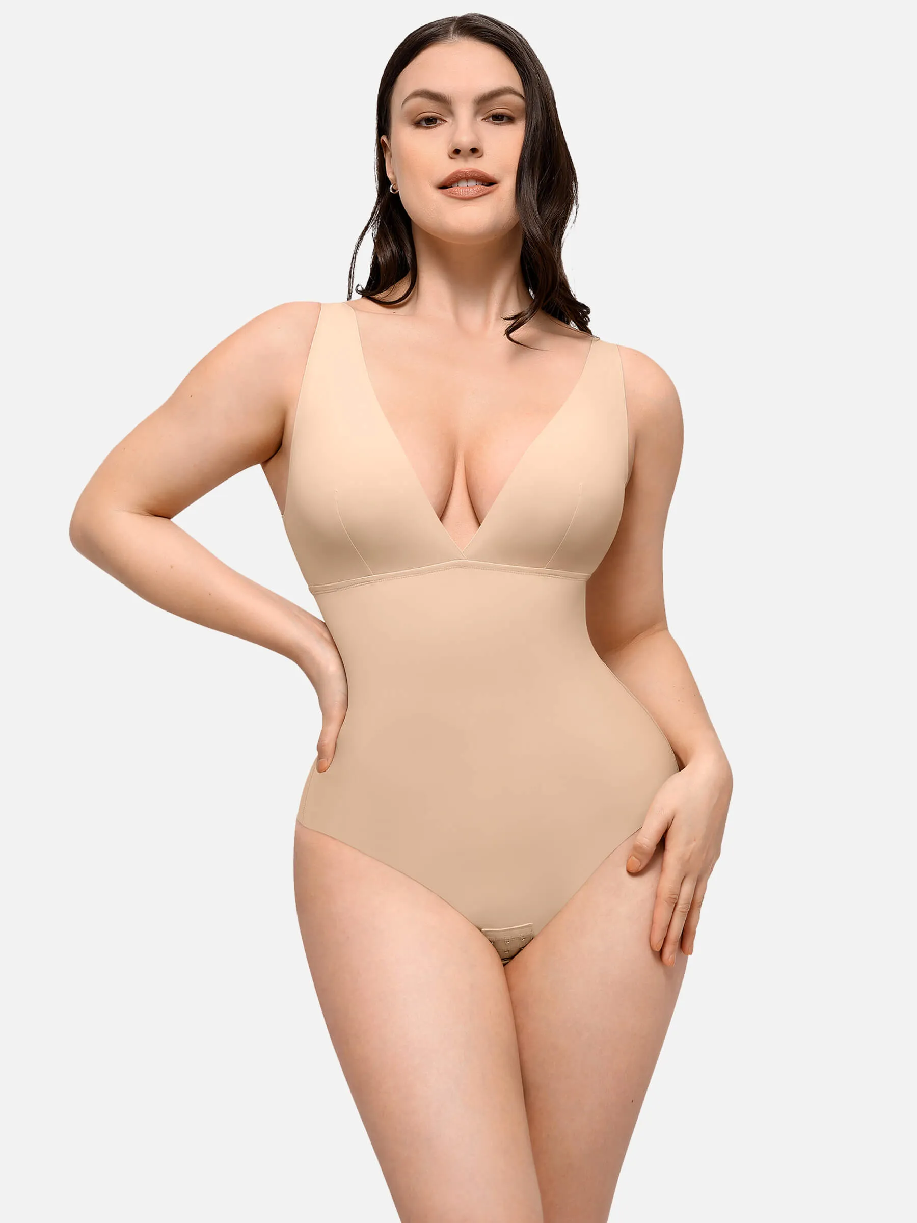 Feelingirl Deep V-Neck Tank Seamless Smoothing Bodysuit sold by FeelinGirl