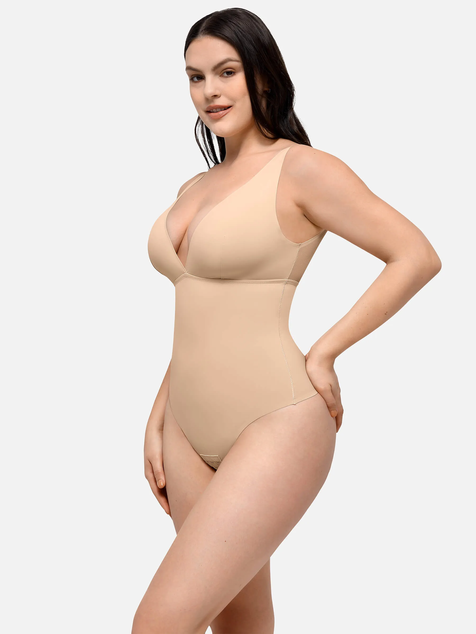 Feelingirl Deep V-Neck Tank Seamless Smoothing Bodysuit sold by FeelinGirl product image thumbnail 2