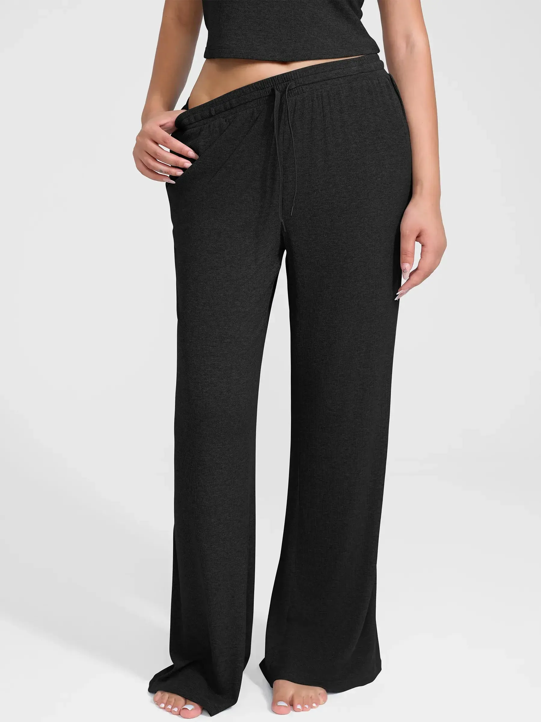 Feelingirl Breathable Ribbed Lounge Pants for Home Comfort sold by FeelinGirl product image thumbnail 3