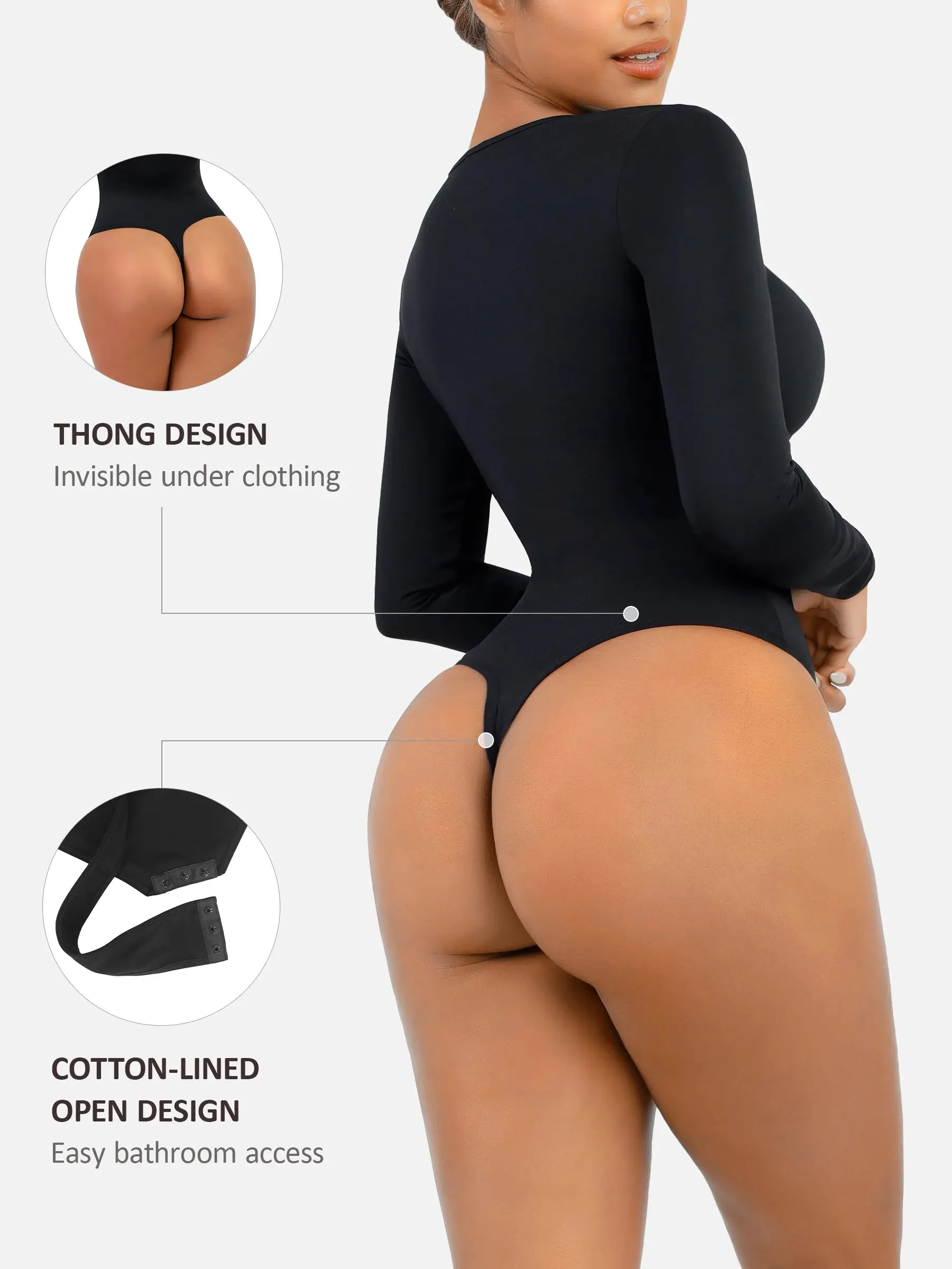 Feelingirl Slimming Long-Sleeve Shapewear Bodysuit sold by FeelinGirl product image thumbnail 4