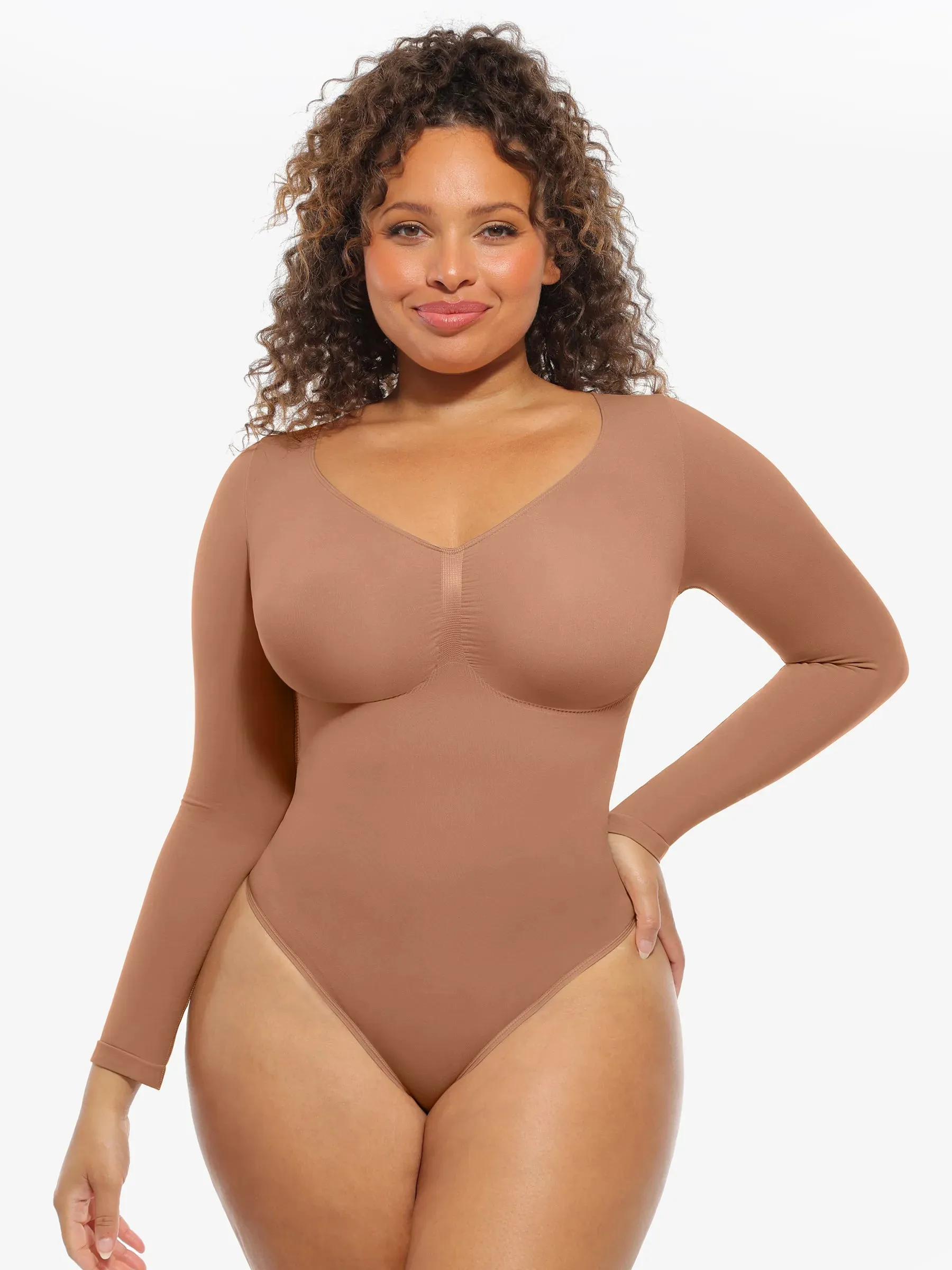 Feelingirl Seamless Supportive Long Sleeve Tummy Control Bodysuit sold by FeelinGirl product image thumbnail 2