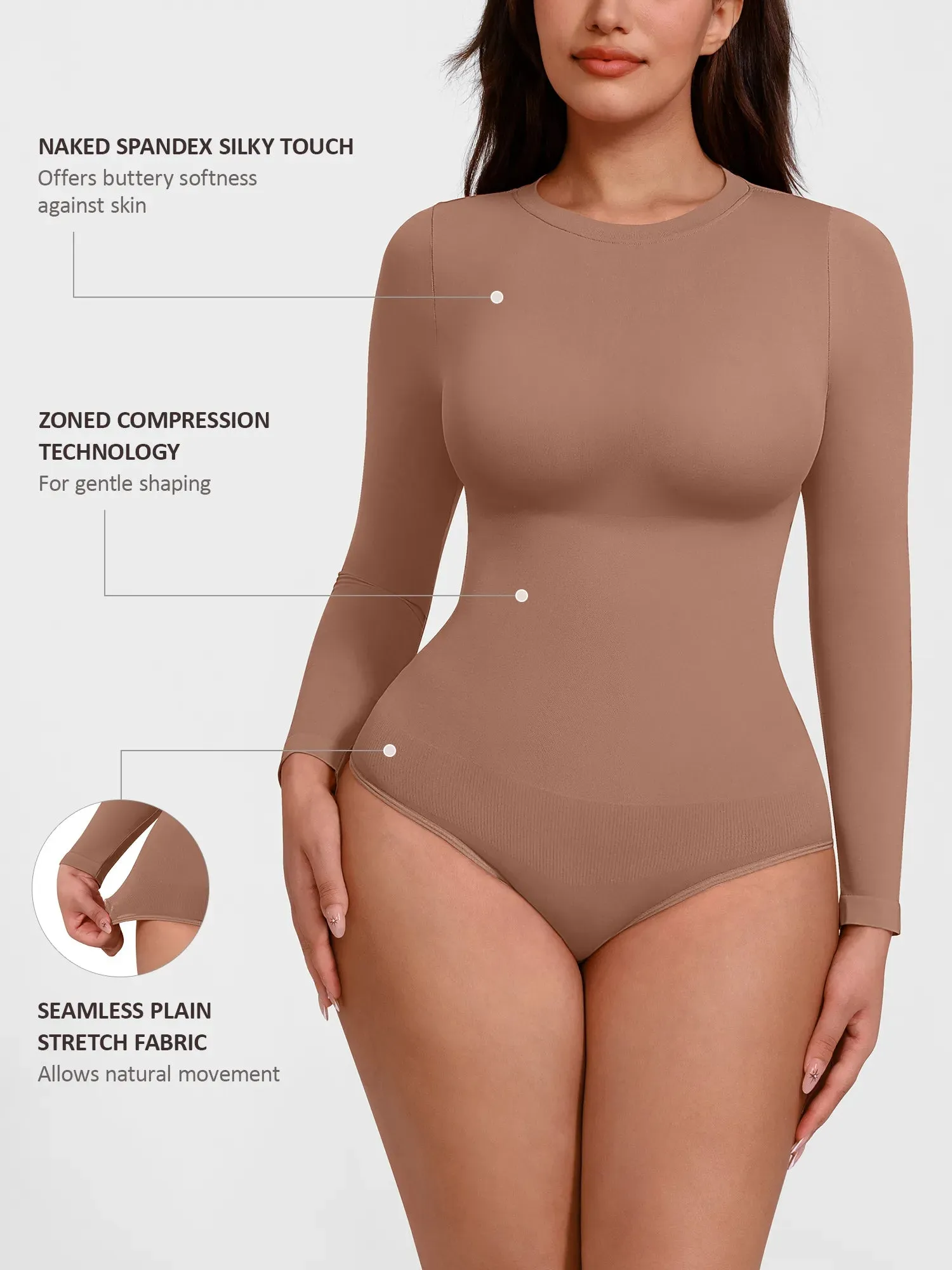 Seamless Ultra-Soft Crew Neck Bodysuit sold by FeelinGirl product image thumbnail 2
