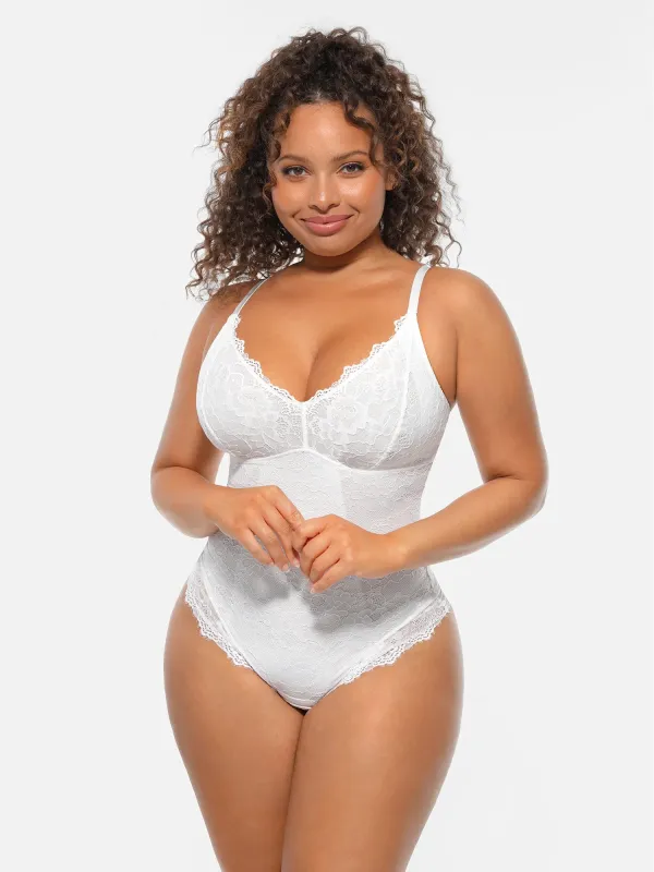 Feelingirl Lace V-Neck Full Body Underwear Bodysuit sold by FeelinGirl