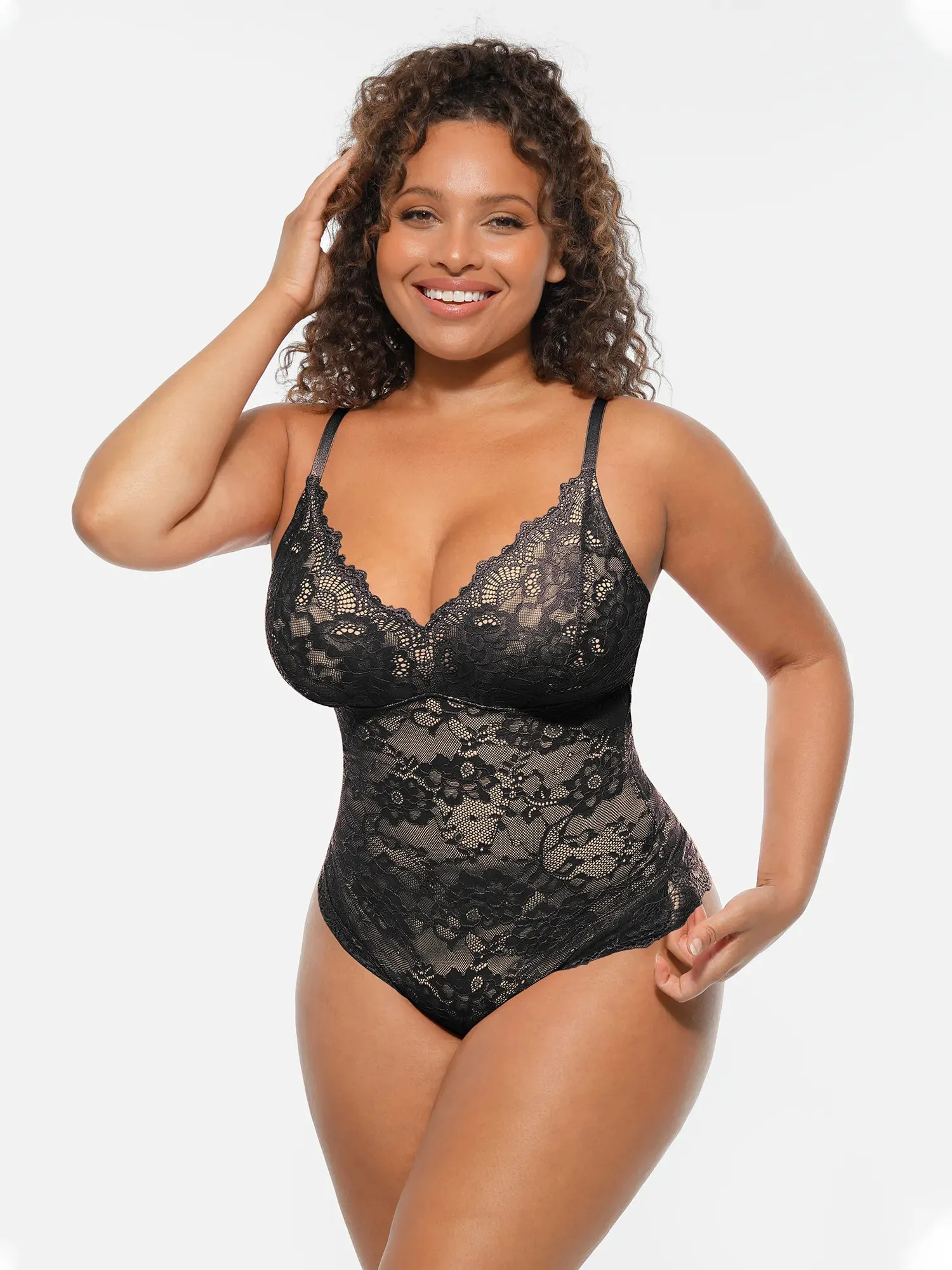 Feelingirl Lace V-Neck Full Body Underwear Bodysuit sold by FeelinGirl product image thumbnail 5