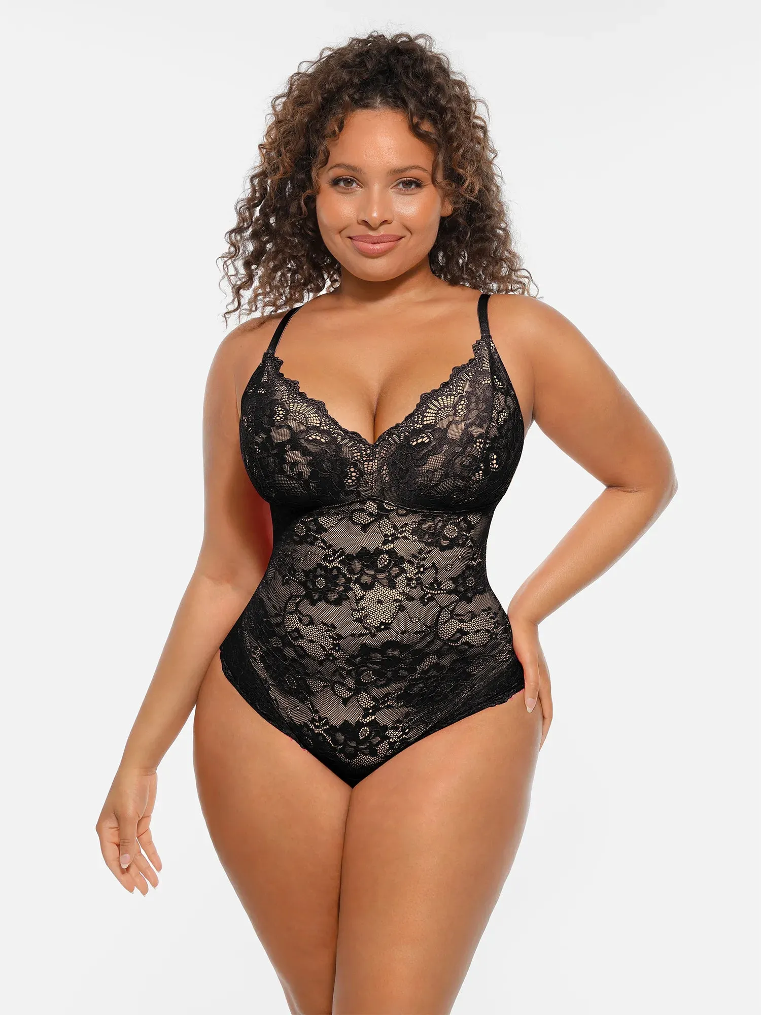 Feelingirl Lace V-Neck Full Body Underwear Bodysuit sold by FeelinGirl product image thumbnail 2