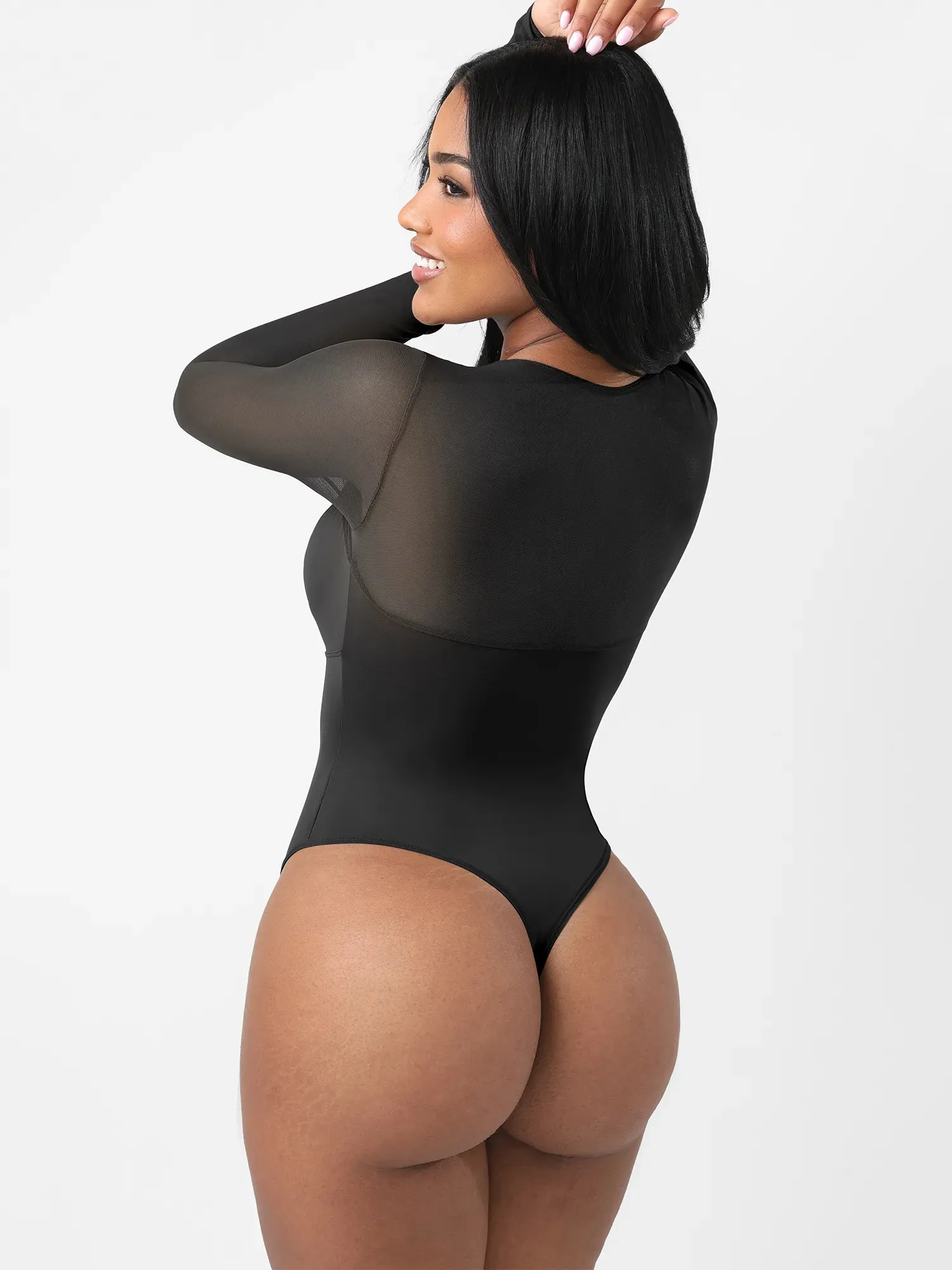 Feelingirl Mesh Panel V-Neck Thong Bodysuit sold by FeelinGirl product image thumbnail 4