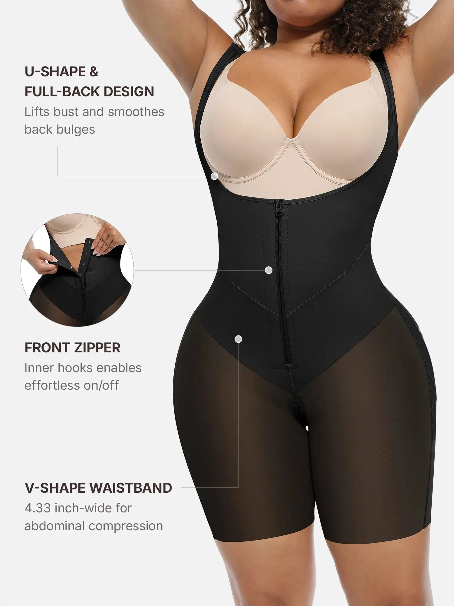 Feelingirl U-Shaped Shaping Lift Bodysuit & Unlined Soft Bra Bundle sold by FeelinGirl product image thumbnail 3