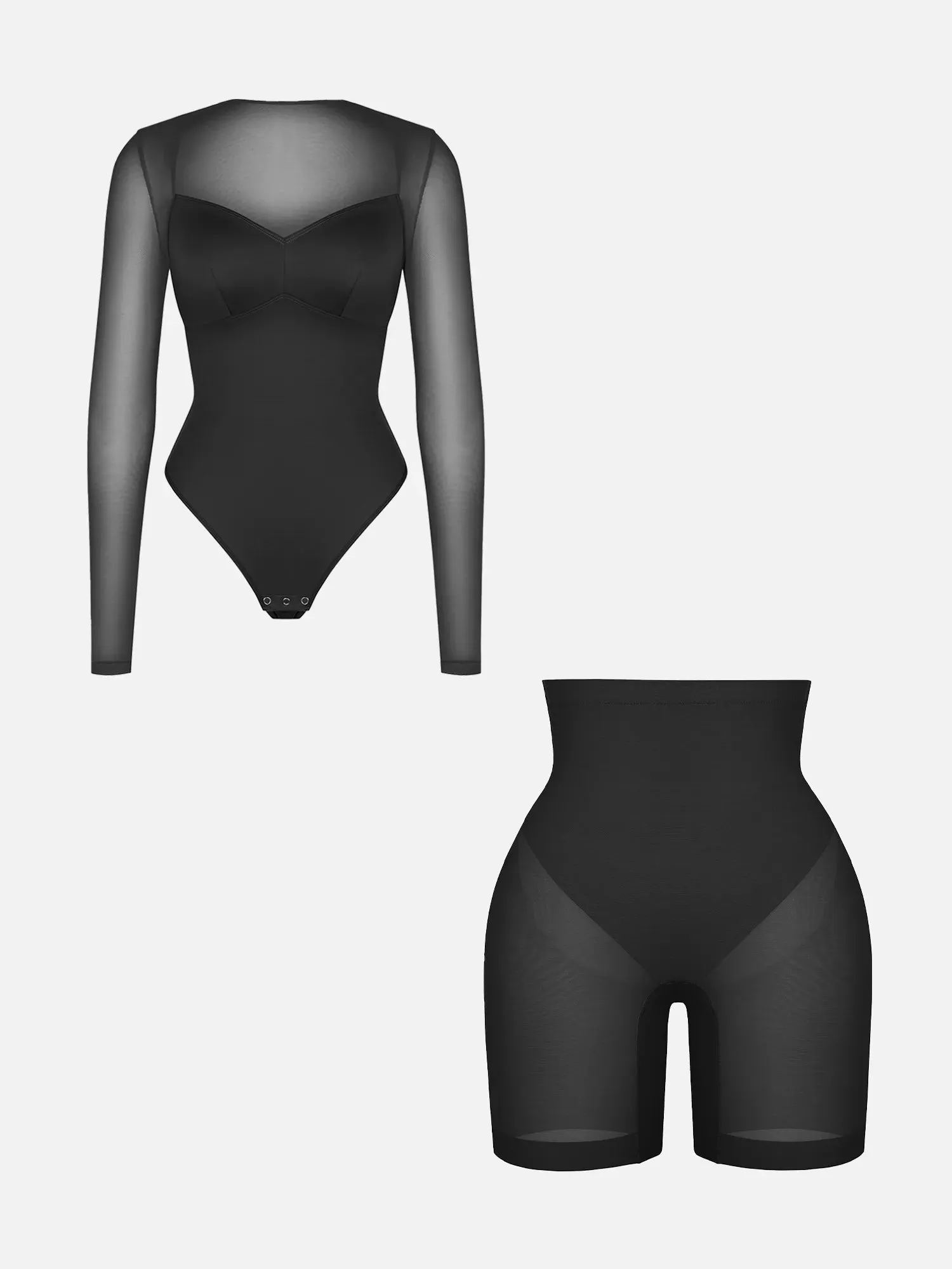 Feelingirl Mesh Tummy Control Bodysuit & Shorts Set sold by FeelinGirl