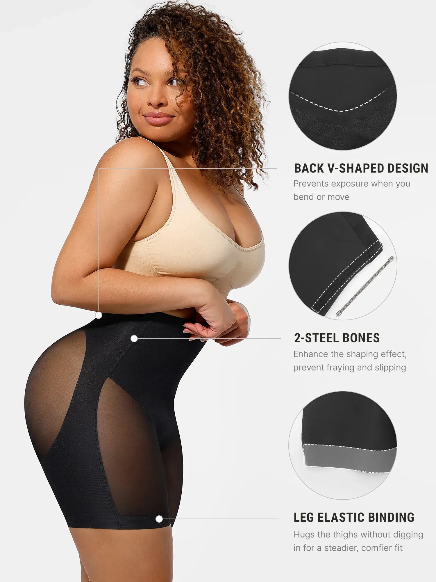 Feelingirl Mesh Tummy Control Bodysuit & Shorts Set sold by FeelinGirl product image thumbnail 3