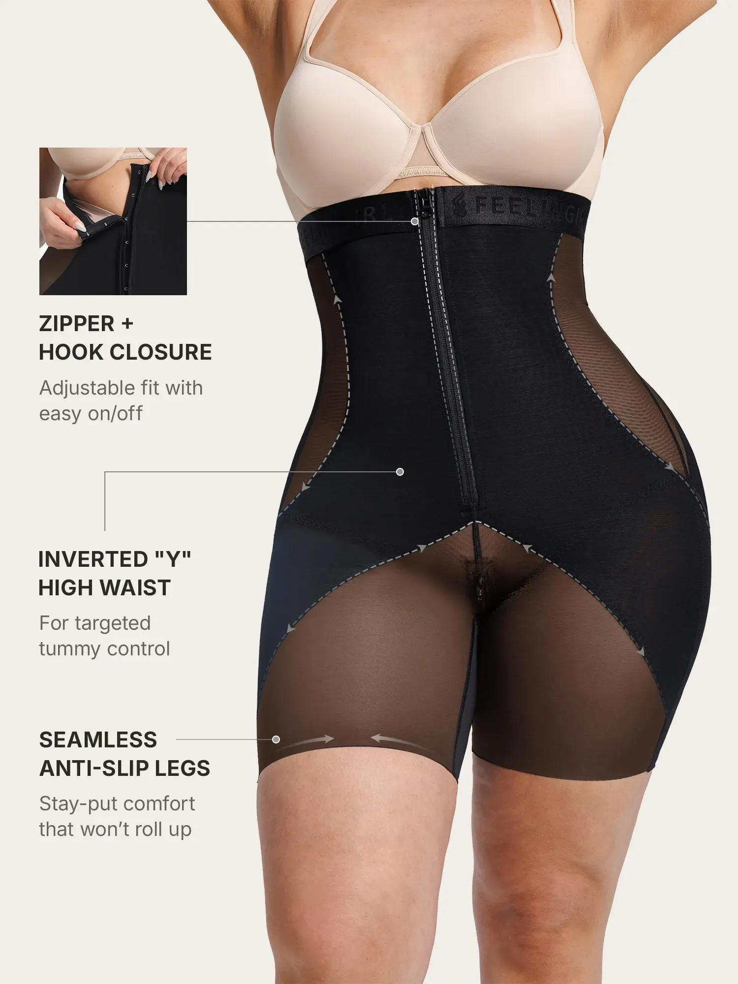 Feelingirl Inverted "Y" Compression Tummy Control Butt Lift Shaper Shorts sold by FeelinGirl product image thumbnail 3