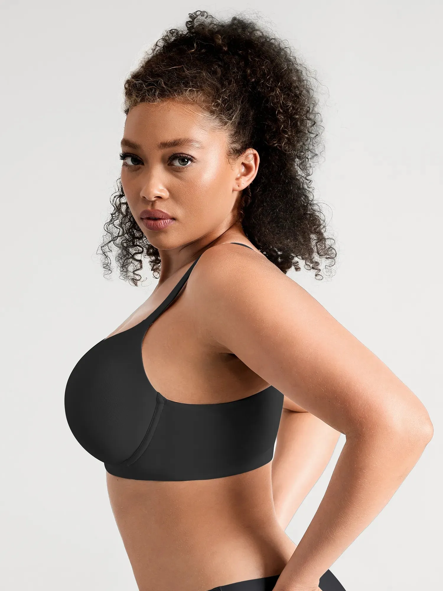 Feelingirl Unlined Minimizer Bra with Sheer V-Neck sold by FeelinGirl product image thumbnail 2
