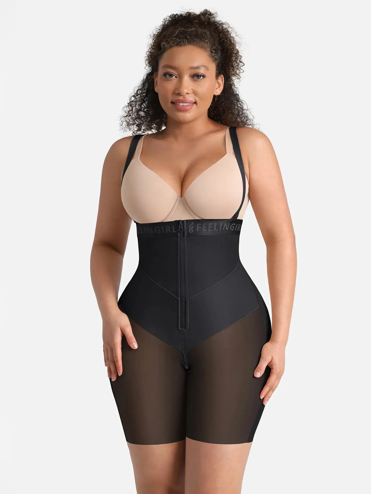 Feelgirl Wide V-neck Belt High-Waist Shaping Shorts sold by FeelinGirl