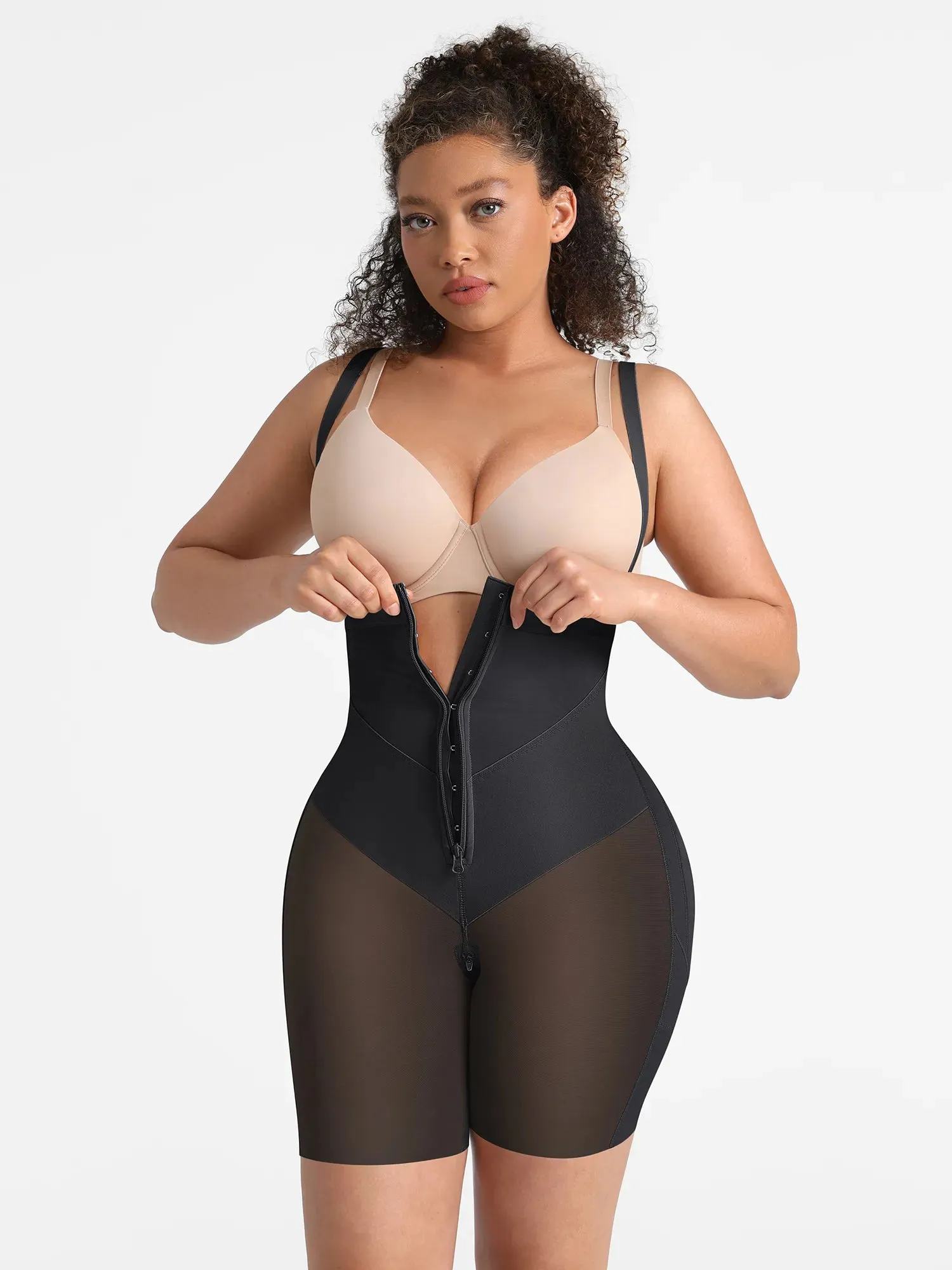 Feelgirl Wide V-neck Belt High-Waist Shaping Shorts sold by FeelinGirl product image thumbnail 3