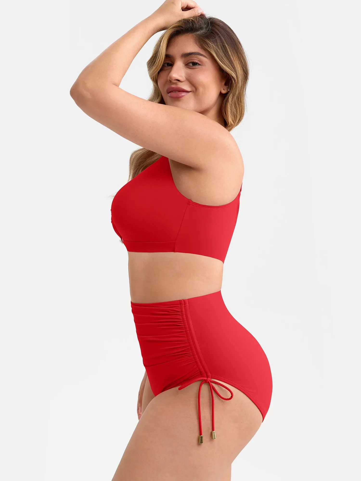 Feelingirl Deep V Metal Ring Drawstring Removable Pads Swimsuit sold by FeelinGirl product image thumbnail 2