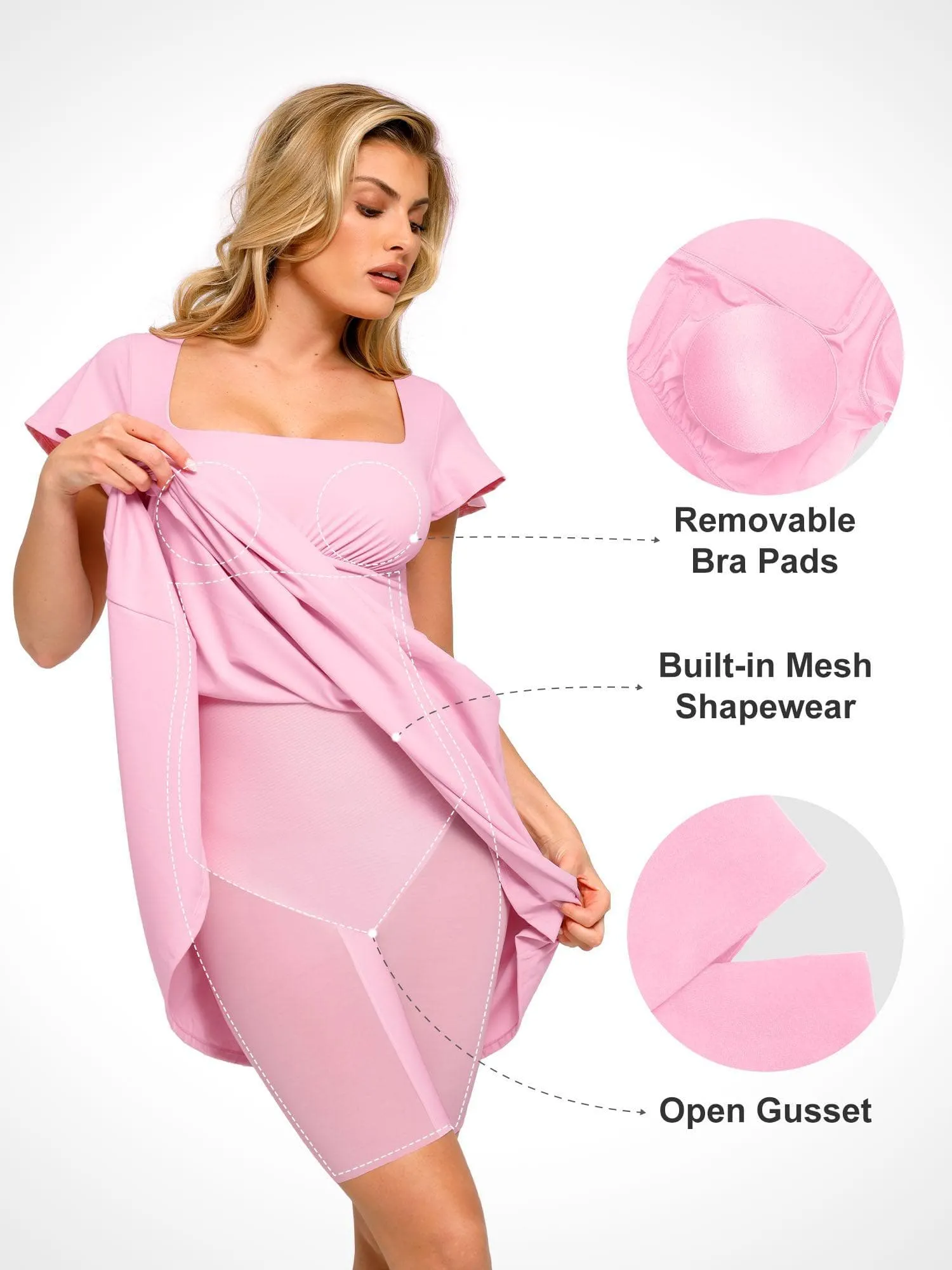 Popilush Shapewear Flutter Sleeve Sculpting A-Line Midi Dress sold by FeelinGirl product image thumbnail 2