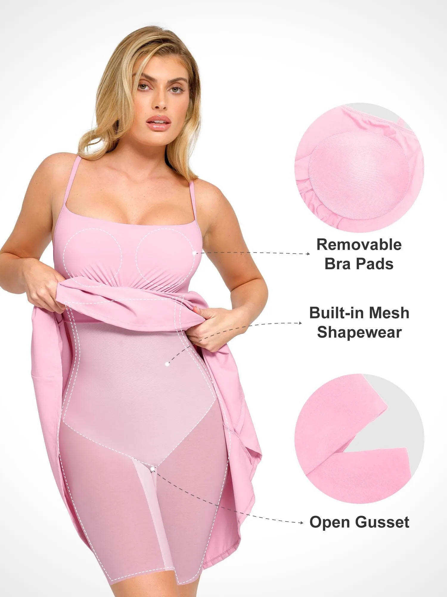 Popilush Shapewear Built-In Sculpting A-Line Midi Slip Dress sold by FeelinGirl product image thumbnail 2