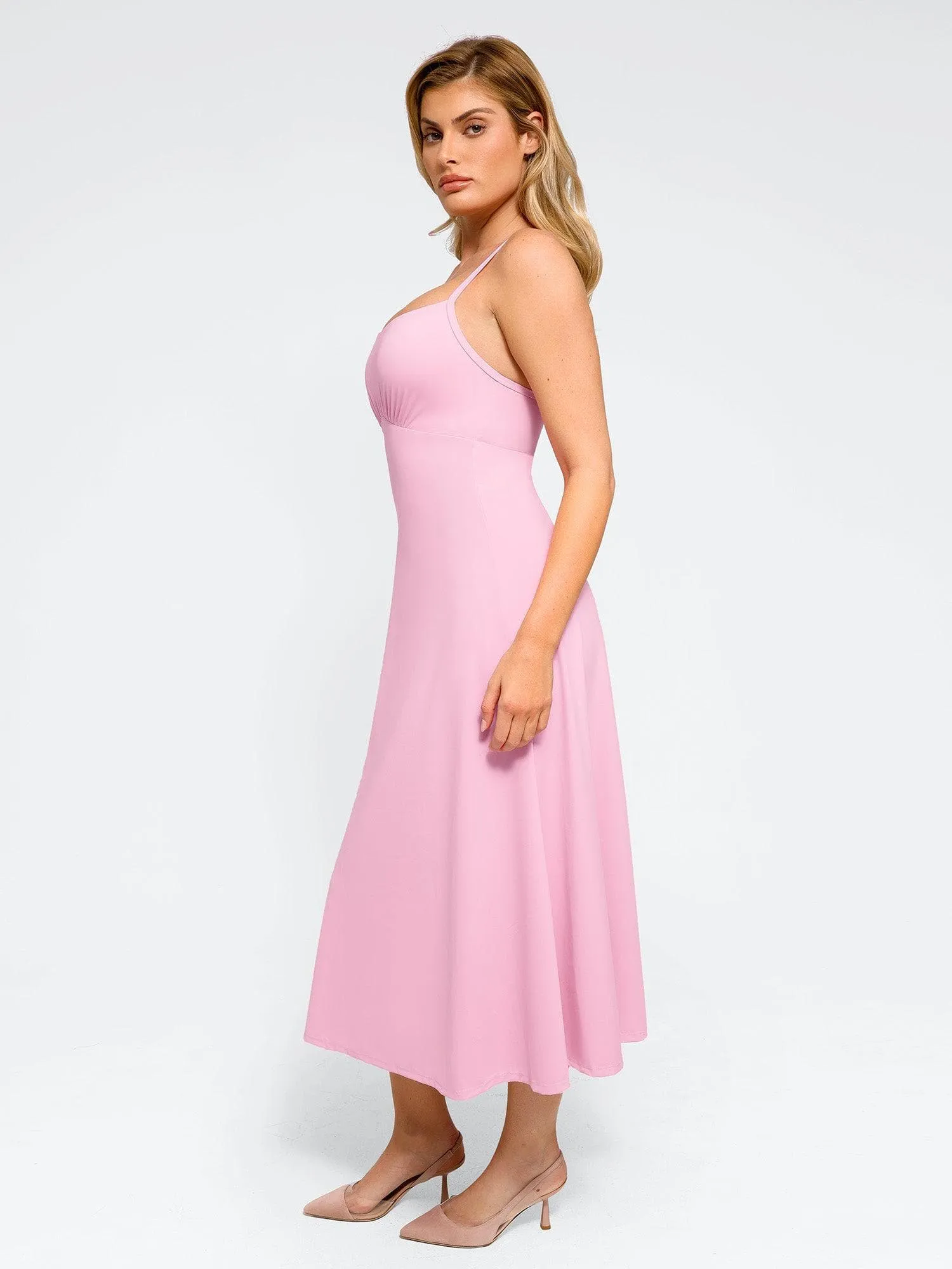 Popilush Shapewear Built-In Sculpting A-Line Midi Slip Dress sold by FeelinGirl product image thumbnail 3