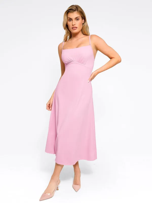 Popilush Shapewear Built-In Sculpting A-Line Midi Slip Dress made by FeelinGirl